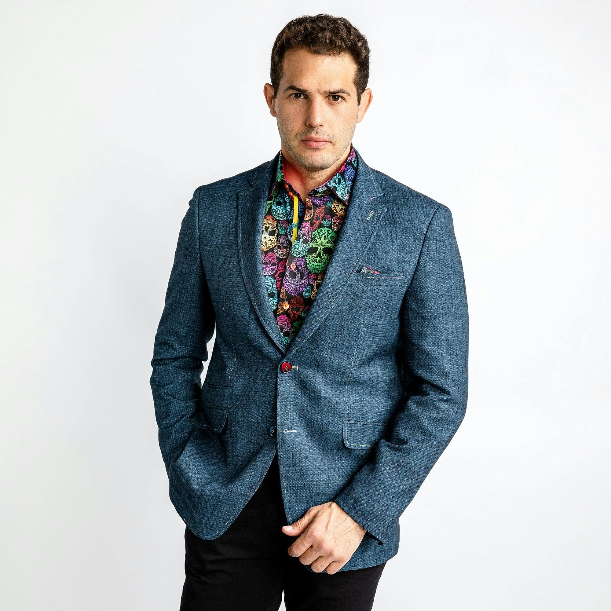 Claudio Lugli Blue Washed Denim Effect Sports Blazer Jacket - 48 Uk/ 58 Eu
