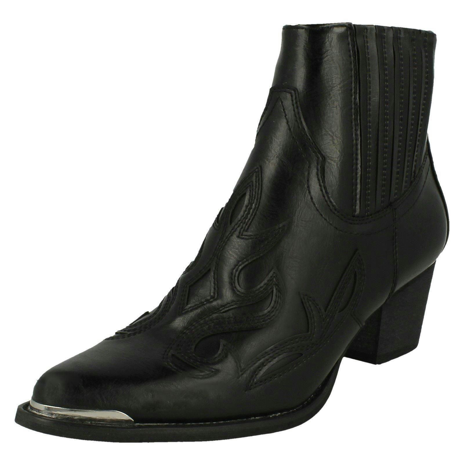 Down To Earth Women's Black Slip On Ankle Boots - Uk 5
