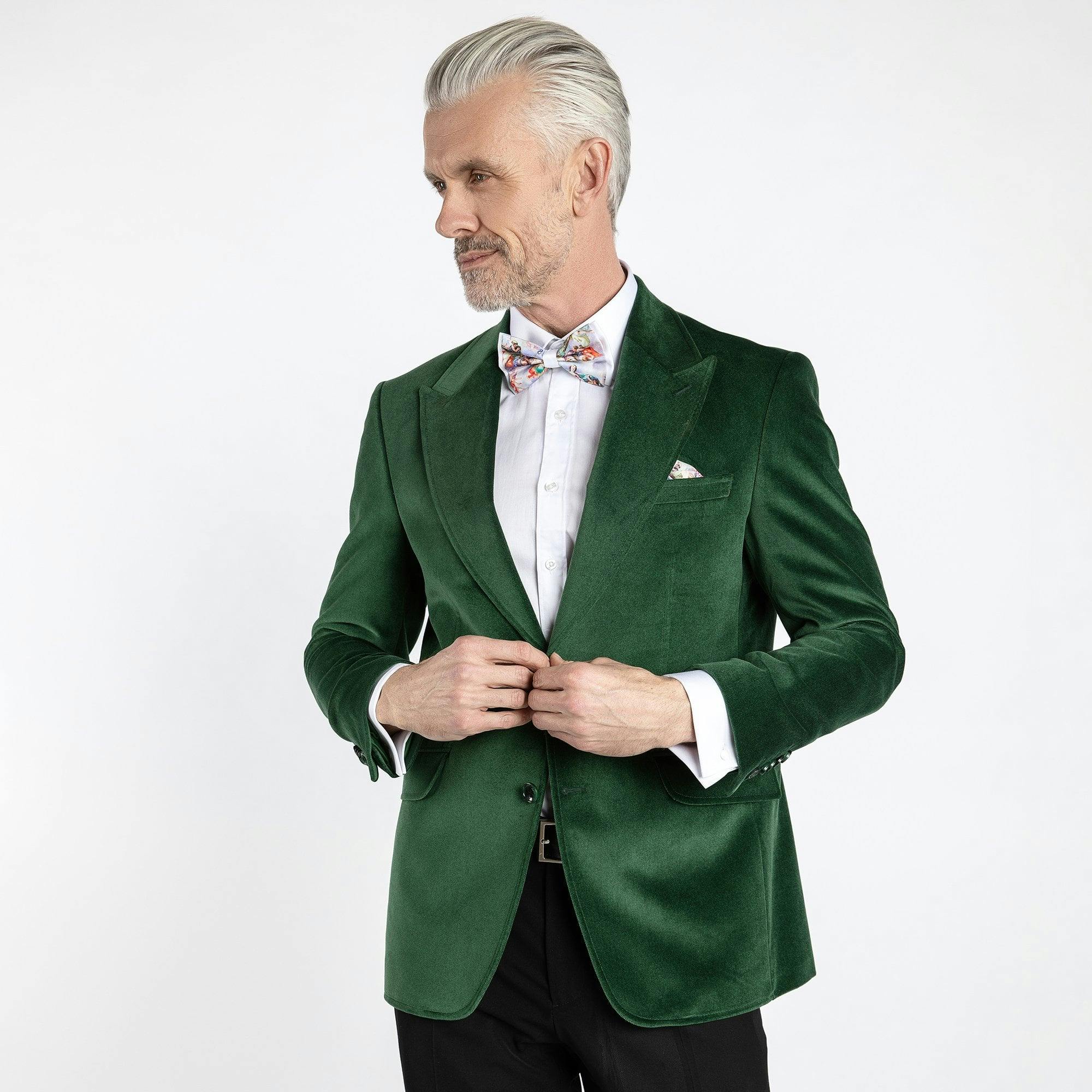 Claudio Lugli Men's Green Vibrant Velvet Jacket - 54 Uk/ 64 Eu