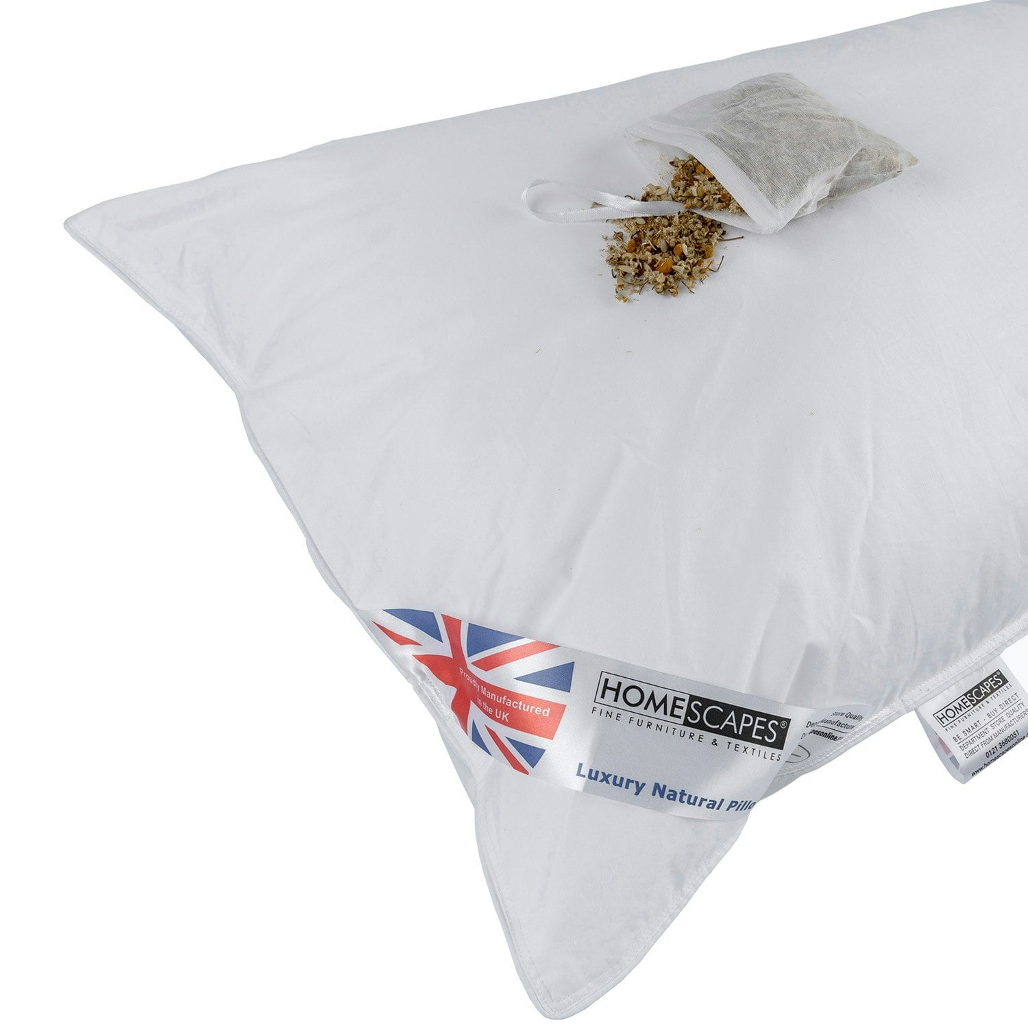Homescapes White Goose Feather And Down Camomile Pillow With Dried Camomile Insert Extra Fill