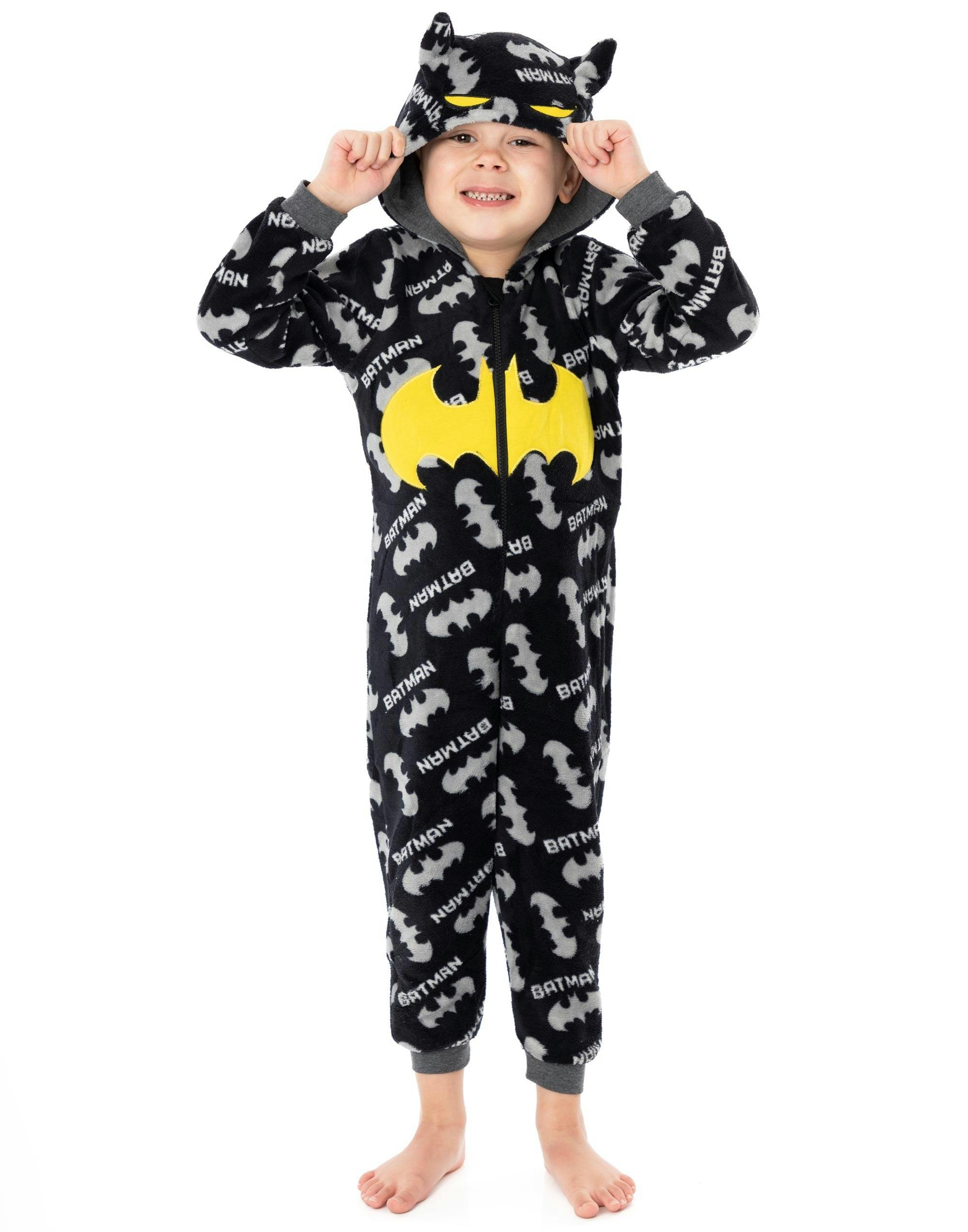 Vanilla Underground Boys Grey Dc Comics Batman Applique Logo & Logo All-Over Print Onesie - 7-8 Years