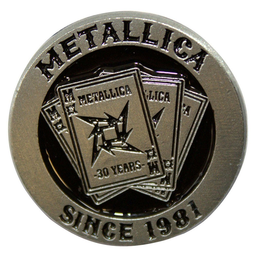 Paradiso Clothing Black Metallica 30Th Anniversary Playing Card Pin Badge