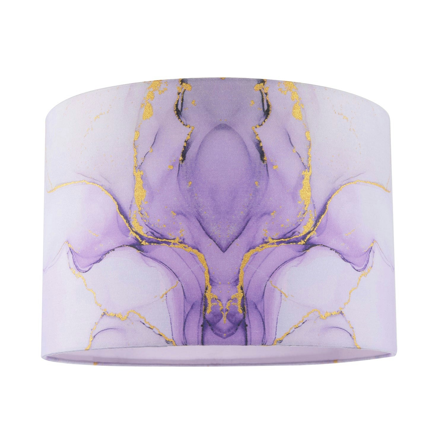 Happy Homewares Lilac/Purple Designer Drum Lamp Shade In Marble Effect Cotton Fabric In Soft And