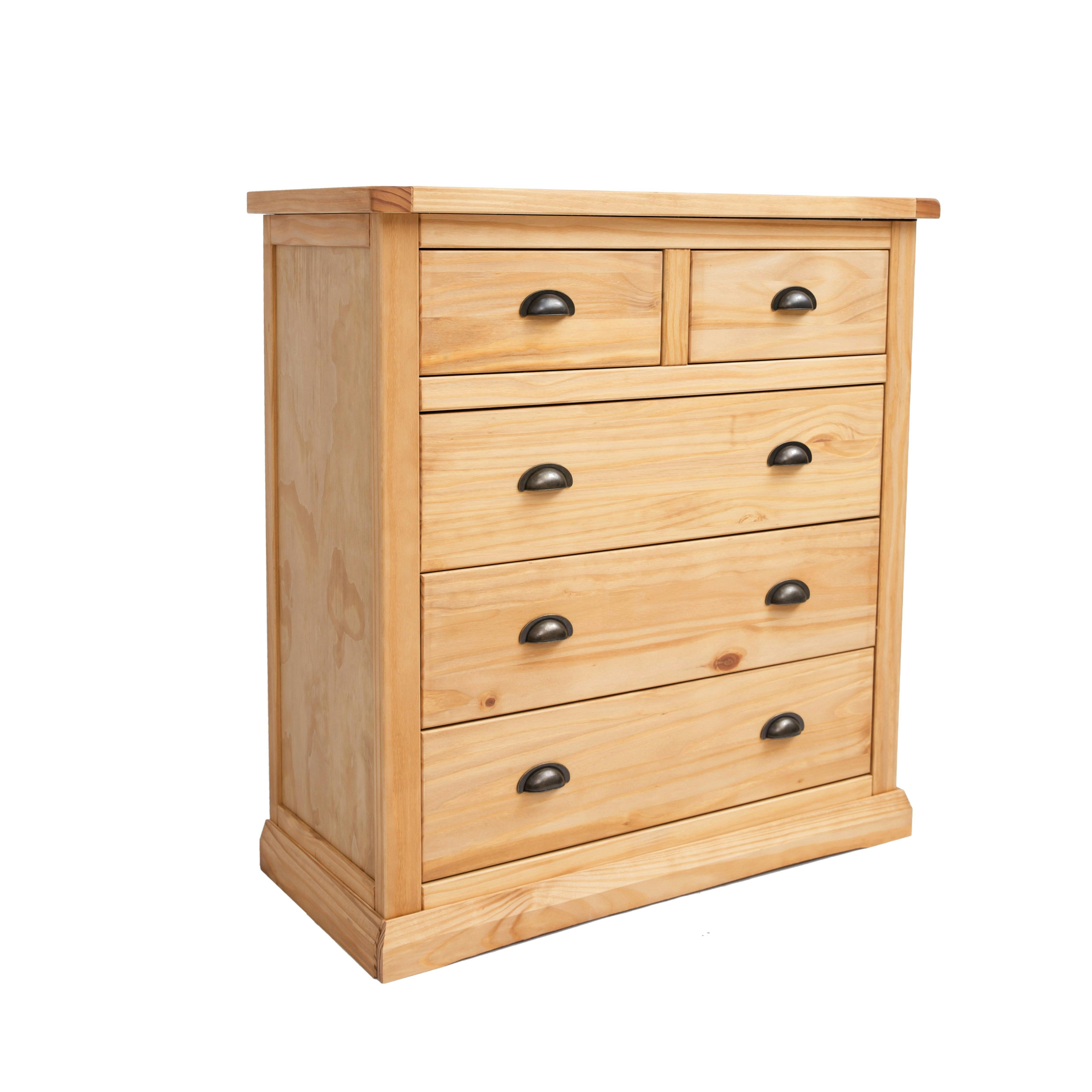 Cabinet Bits Light/Brown Lucca 5 Drawer Chest Of Drawers Brass Cup Handle