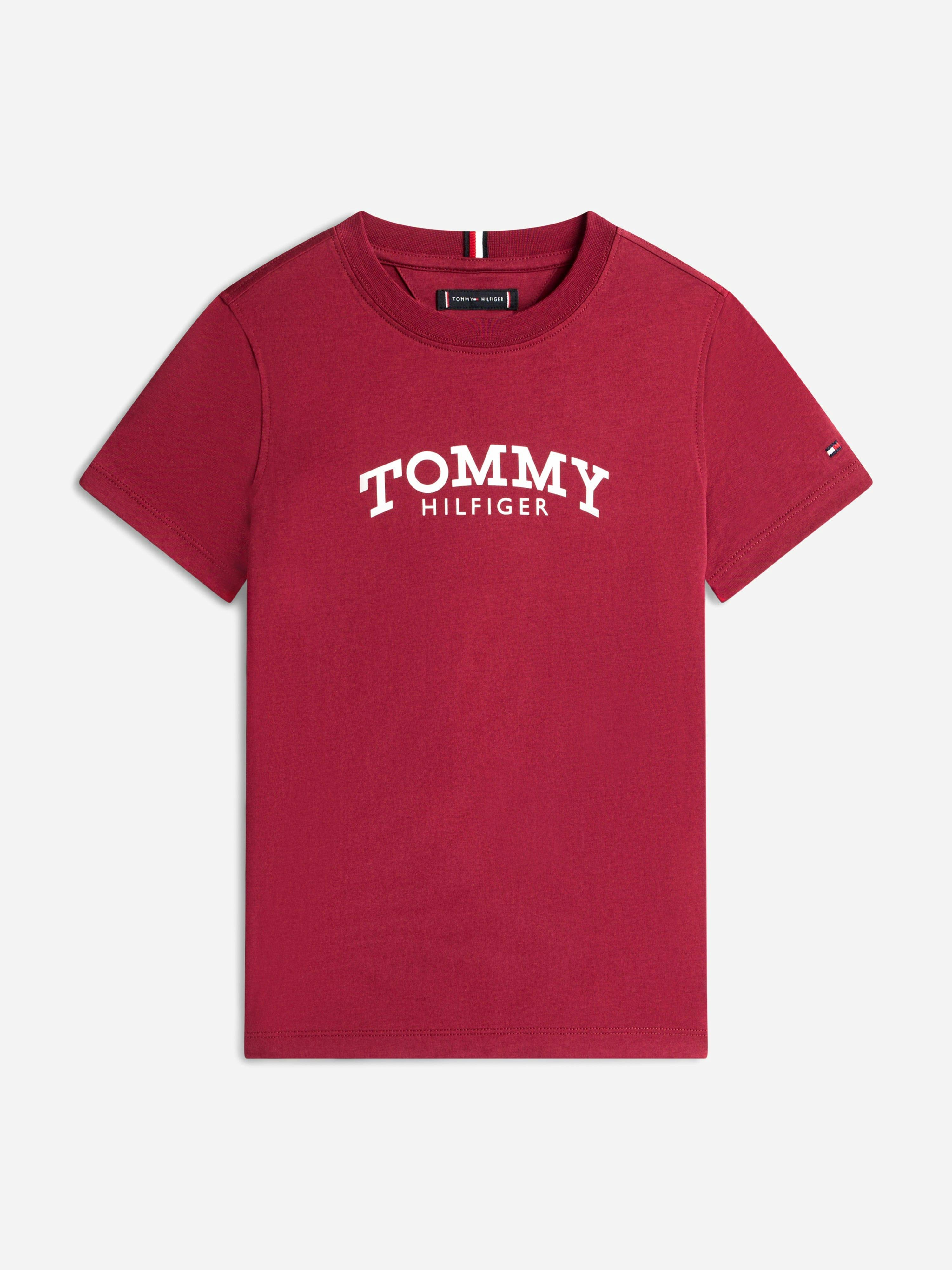 Tommy Hilfiger Boys Red Monotype Print Graphic T-Shirt In - 7 Yrs