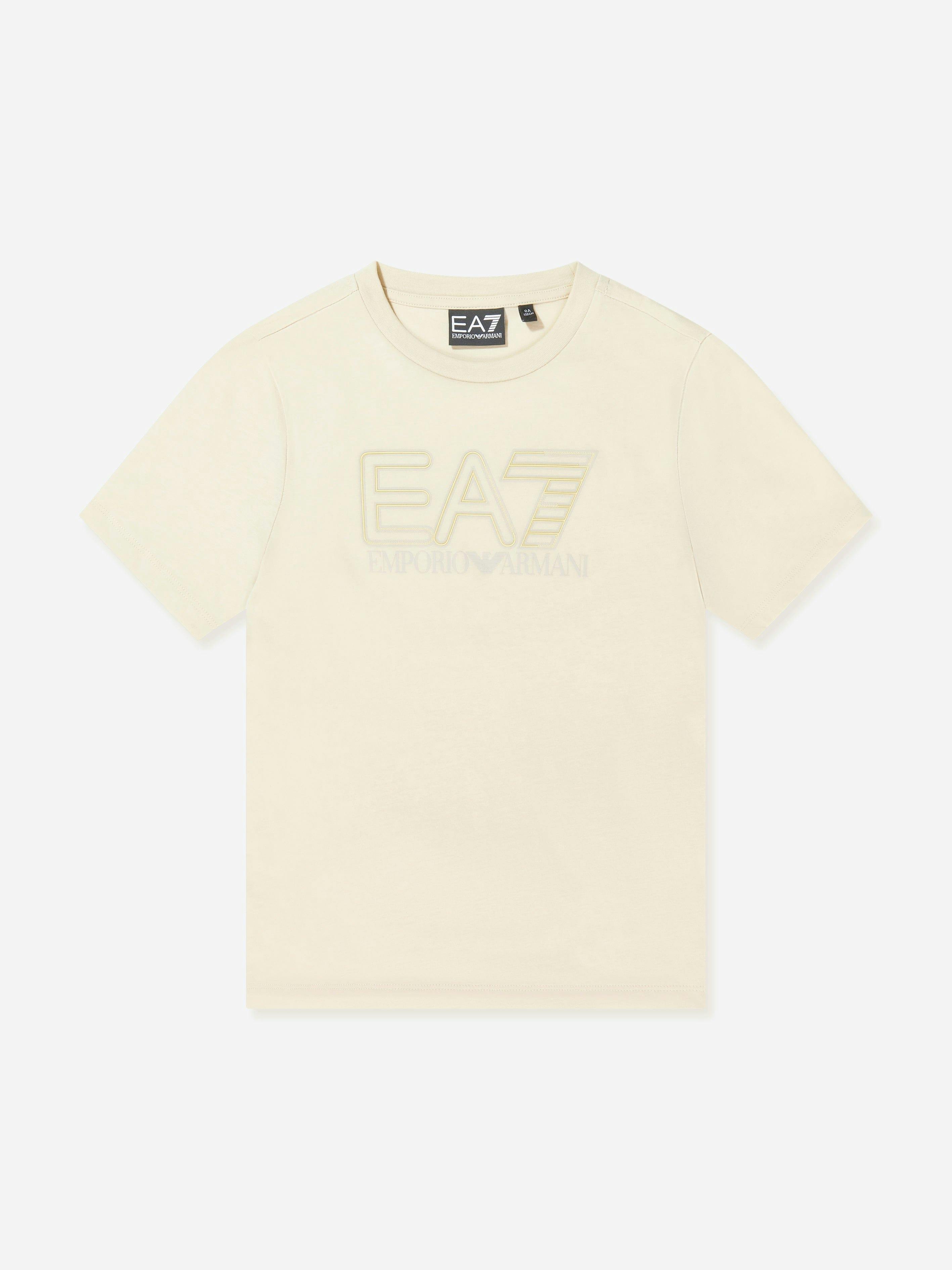 Ea7 Emporio Armani Boys Beige Train Visibility T-Shirt In - 16 Yrs
