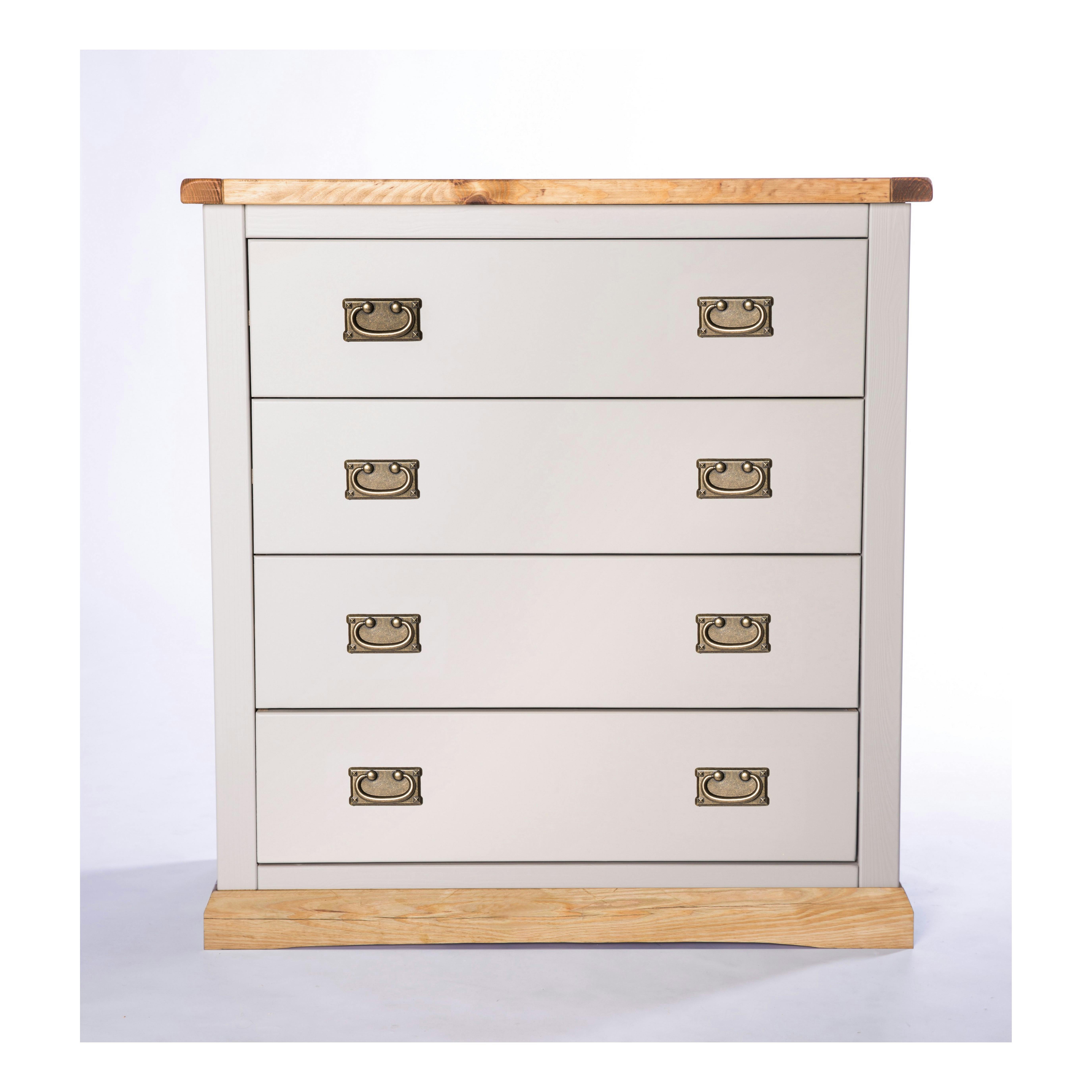 Rackhams Light/Grey Bomporto 4 Drawer Chest Of Drawers Bras Drop Handle