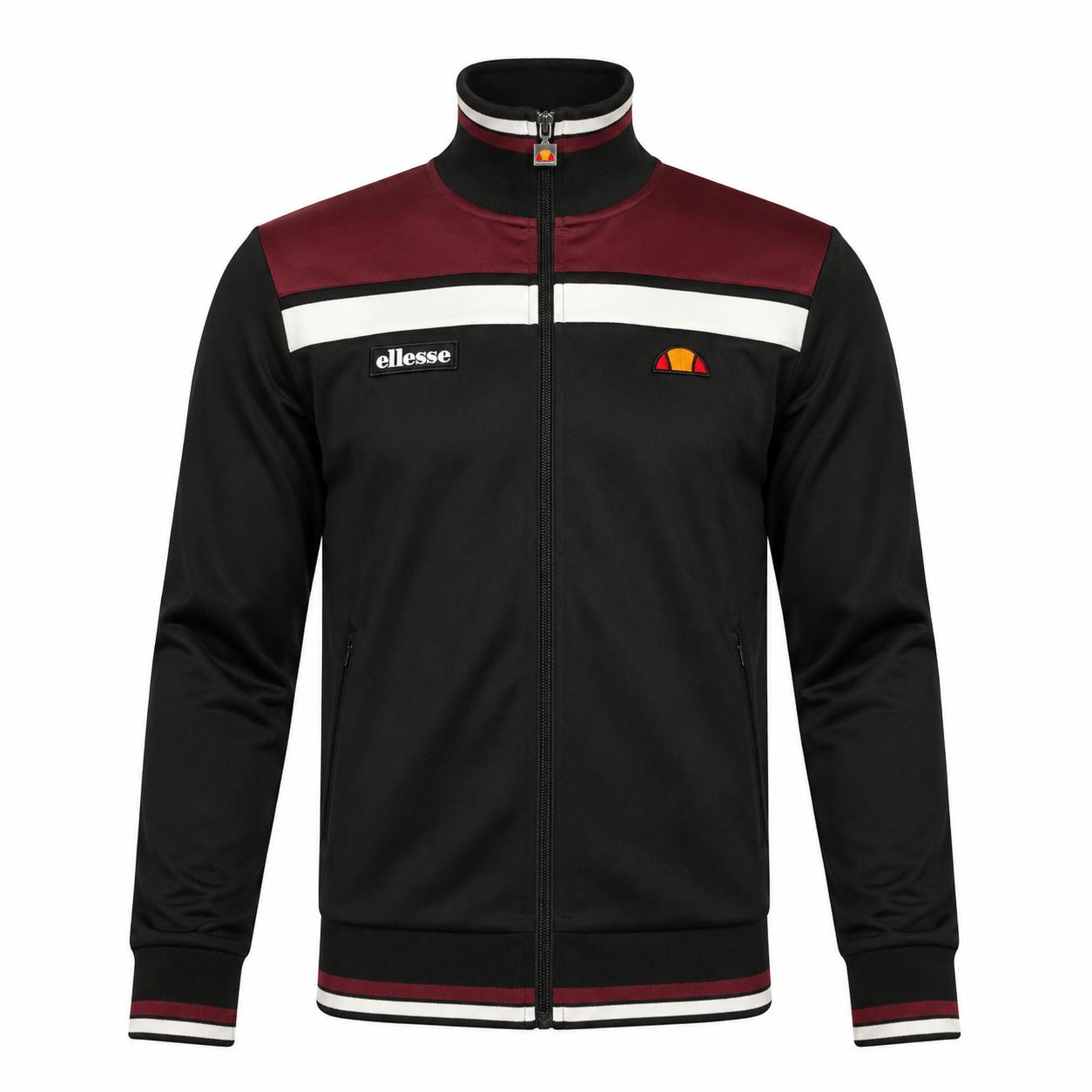 Ellesse Vignola Track Jacket, Black/Burgundy - M - Image 2