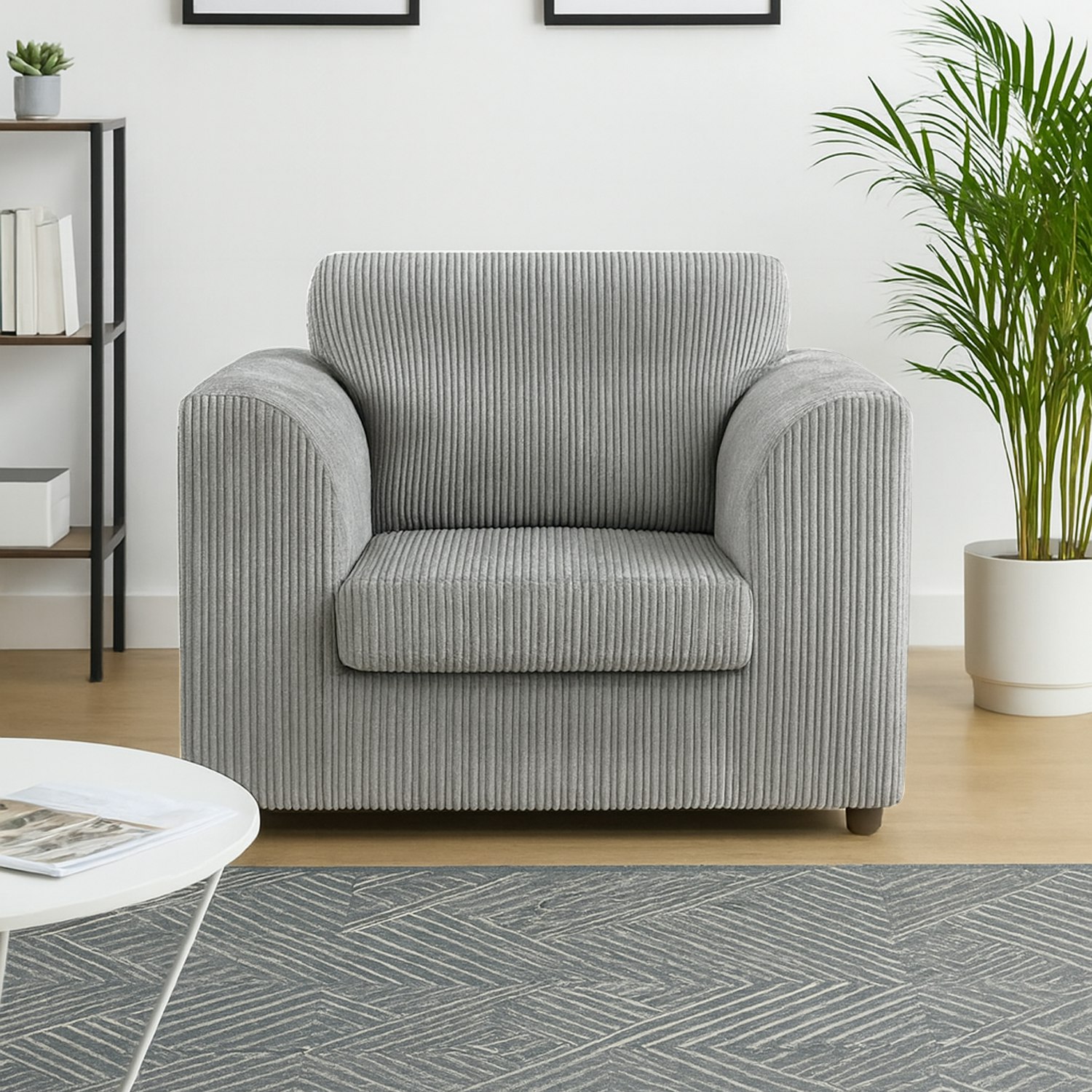 Furnishings For Less Silver Luxor / Ferguson Cord Armchair