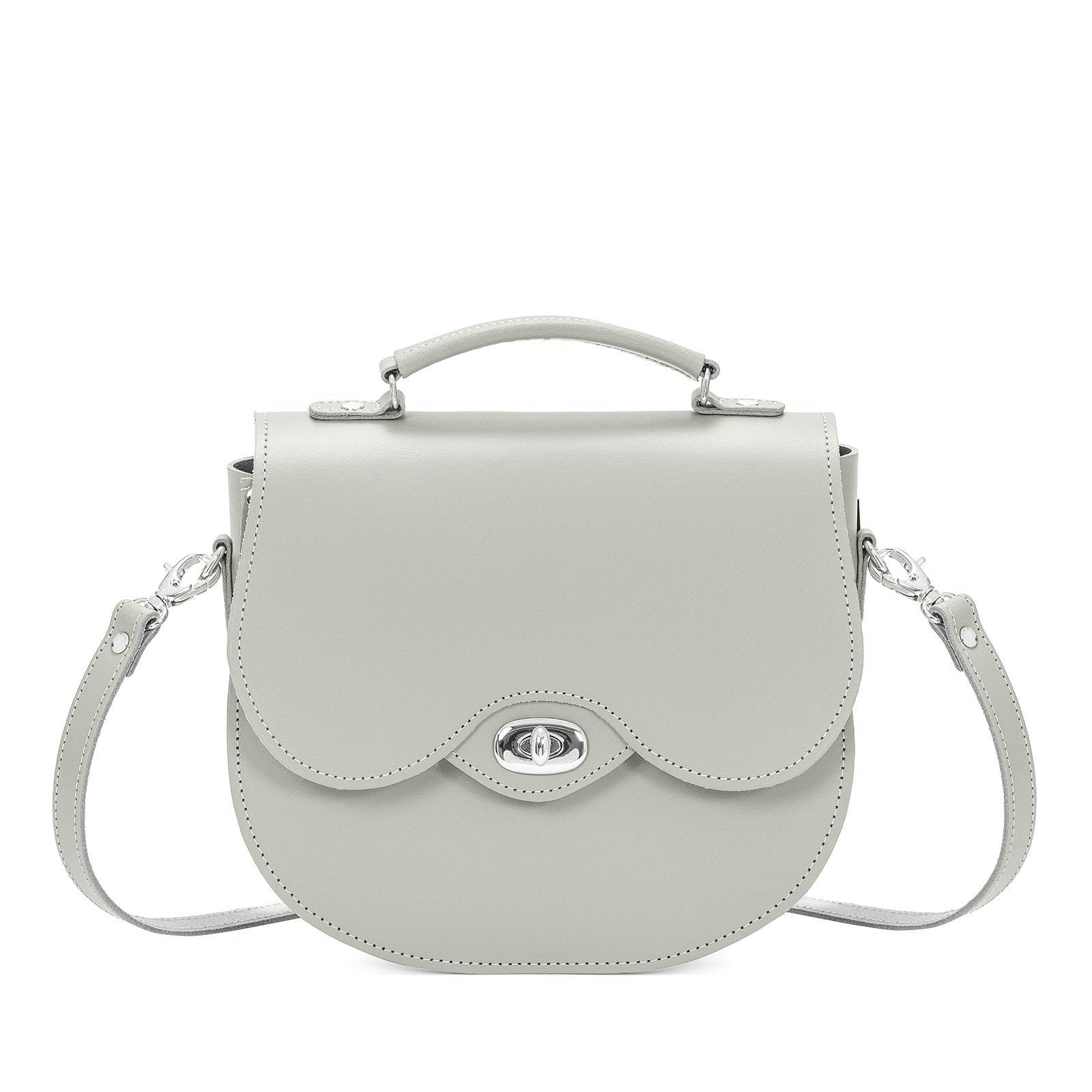 Zatchels Handmade Leather Twist Lock Saddle Bag - Ghost