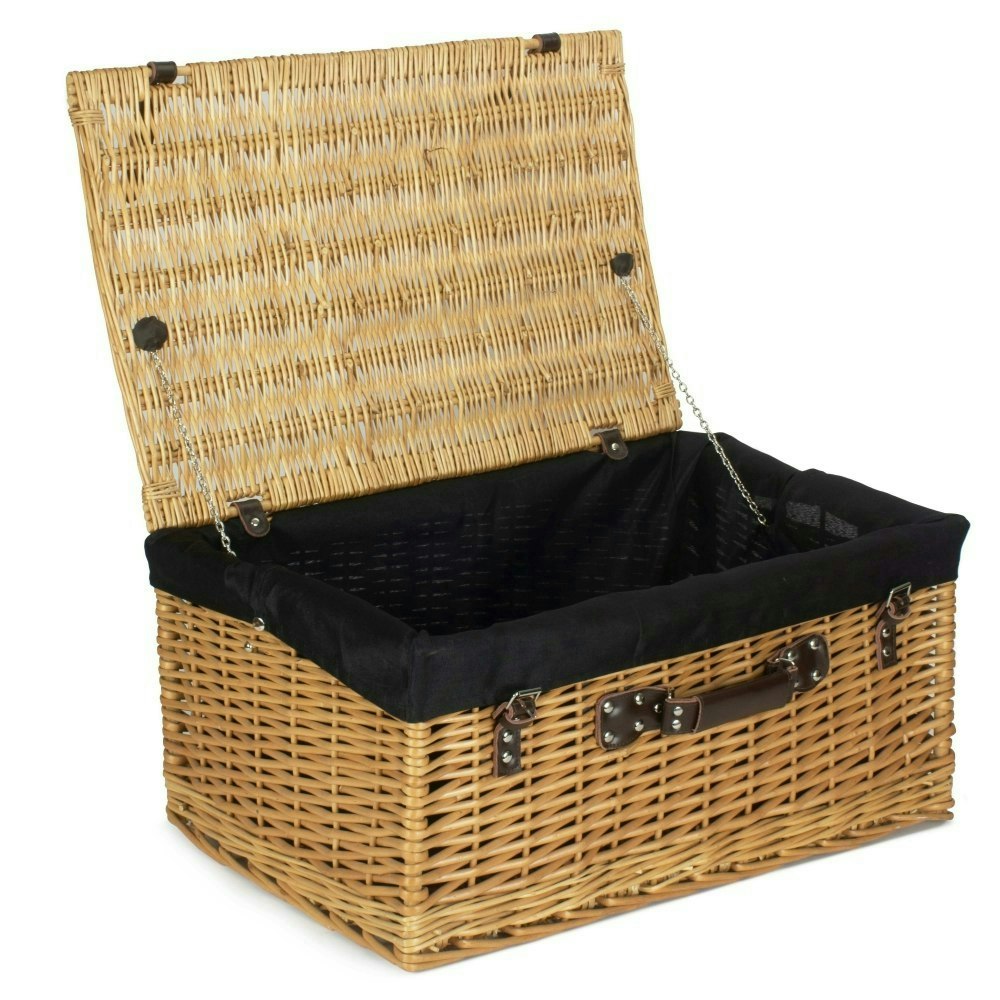 Red Hamper Red/Black Hamper 62Cm Buff Willow Wicker Picnic Basket