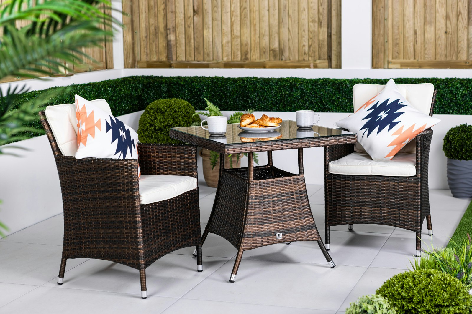 Giardino Brown Savannah Rattan Garden Bistro Set, Patio Table And Chairs