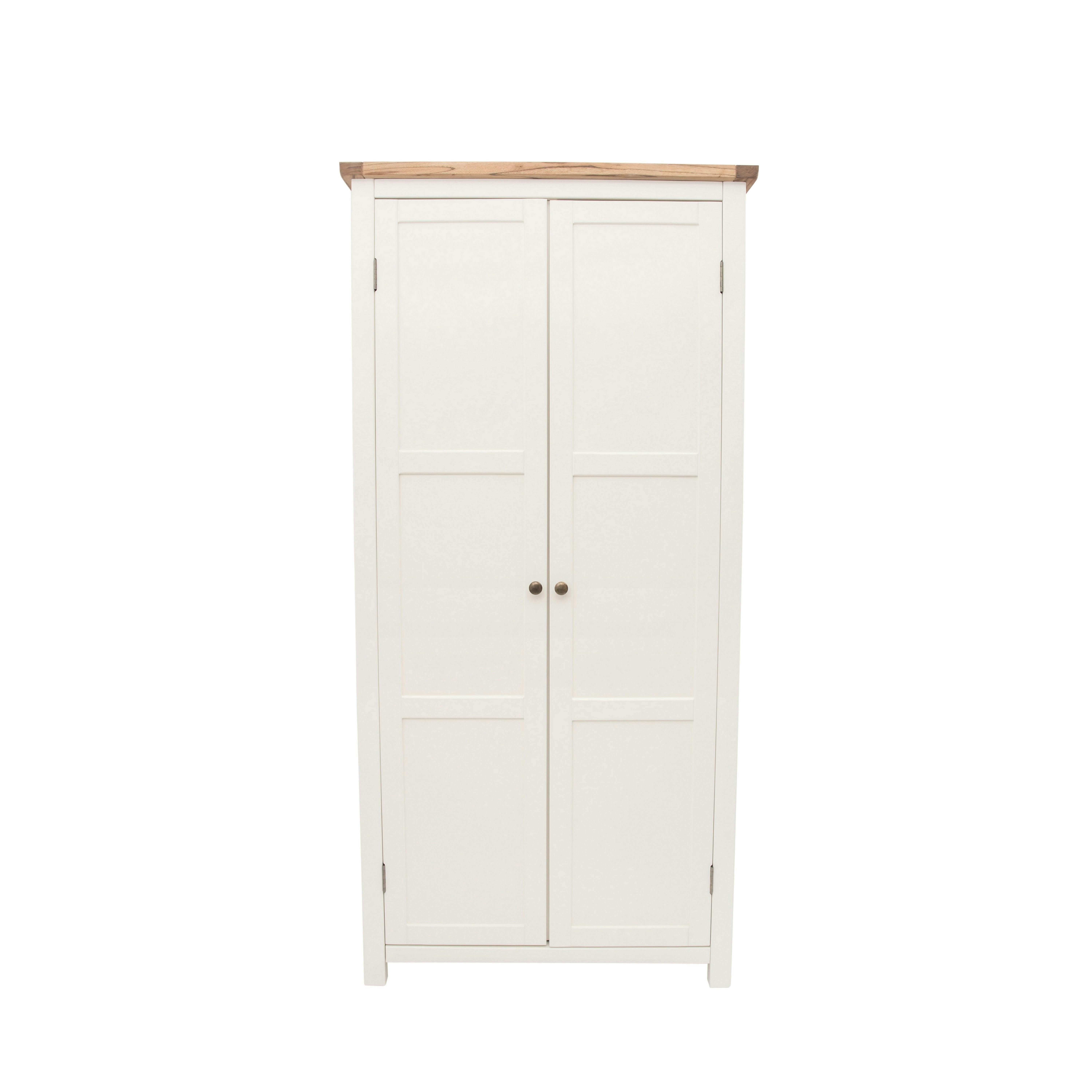 Rackhams White Lovere 2 Door Wardrobe Brass Knob - Off