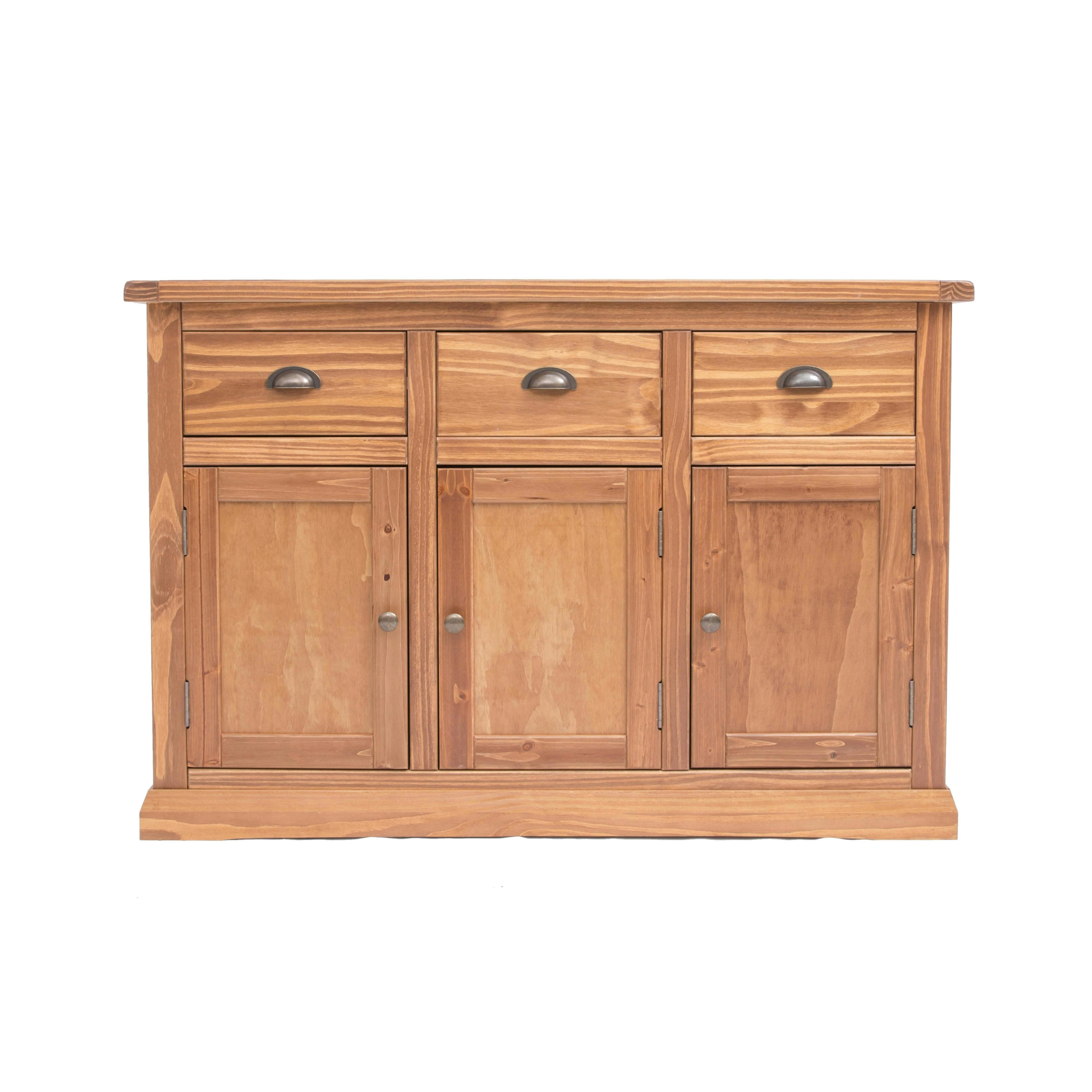 Cabinet Bits Brown Tirolo Lacquered 3 Drawer 3 Door Sideboard Brass Cup Handle