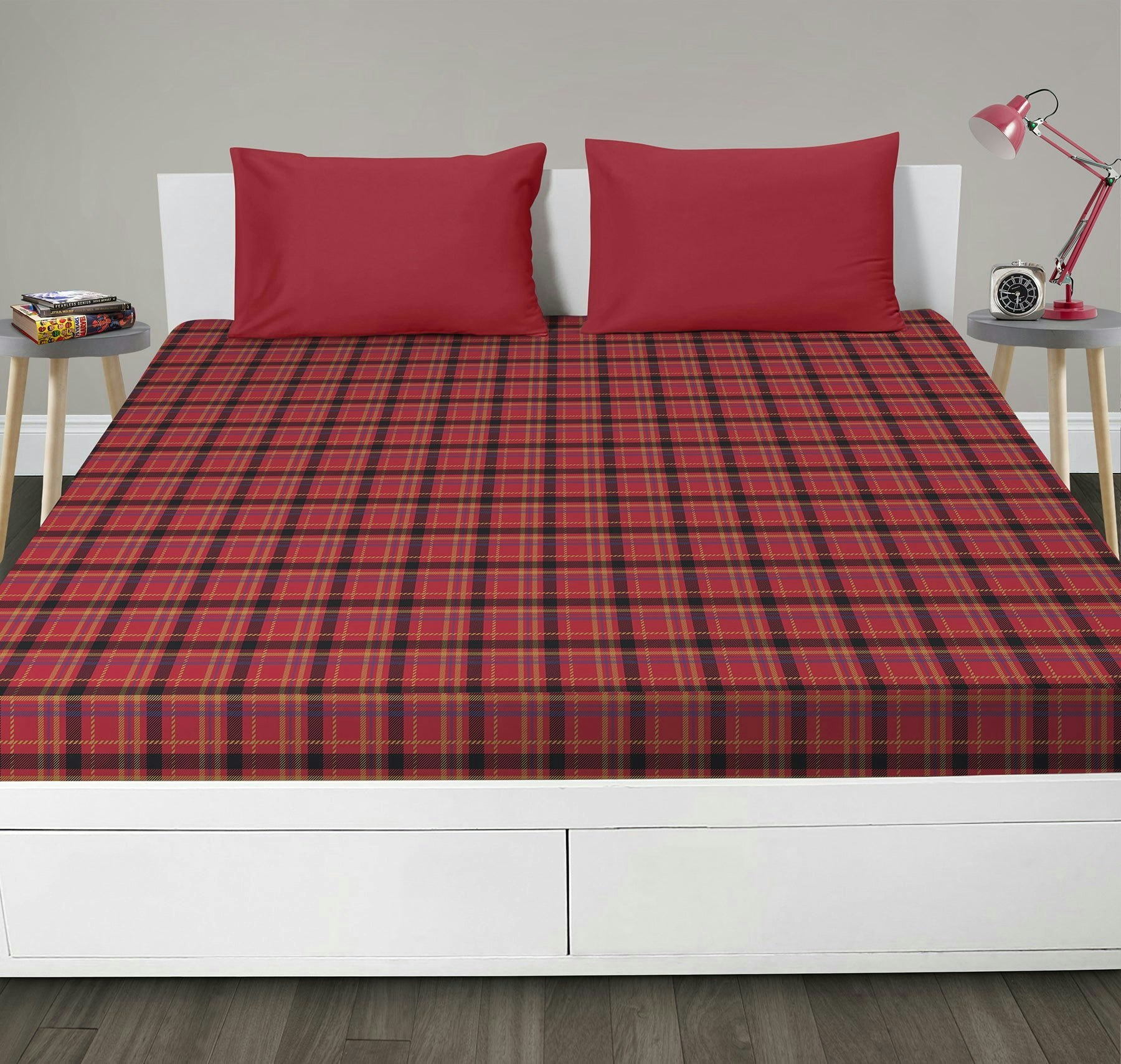 Rackhams Check Cotton Blend Fitted Sheet - Multi - Single