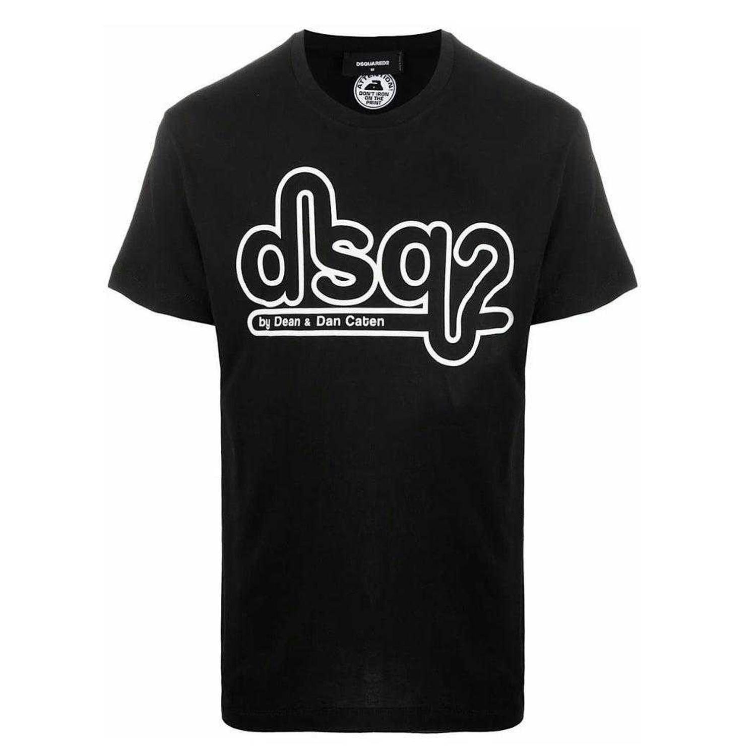 Dsquared2 Unisex Black Adult Bubble Logo Skinny T-Shirt - S - 100% Cotton