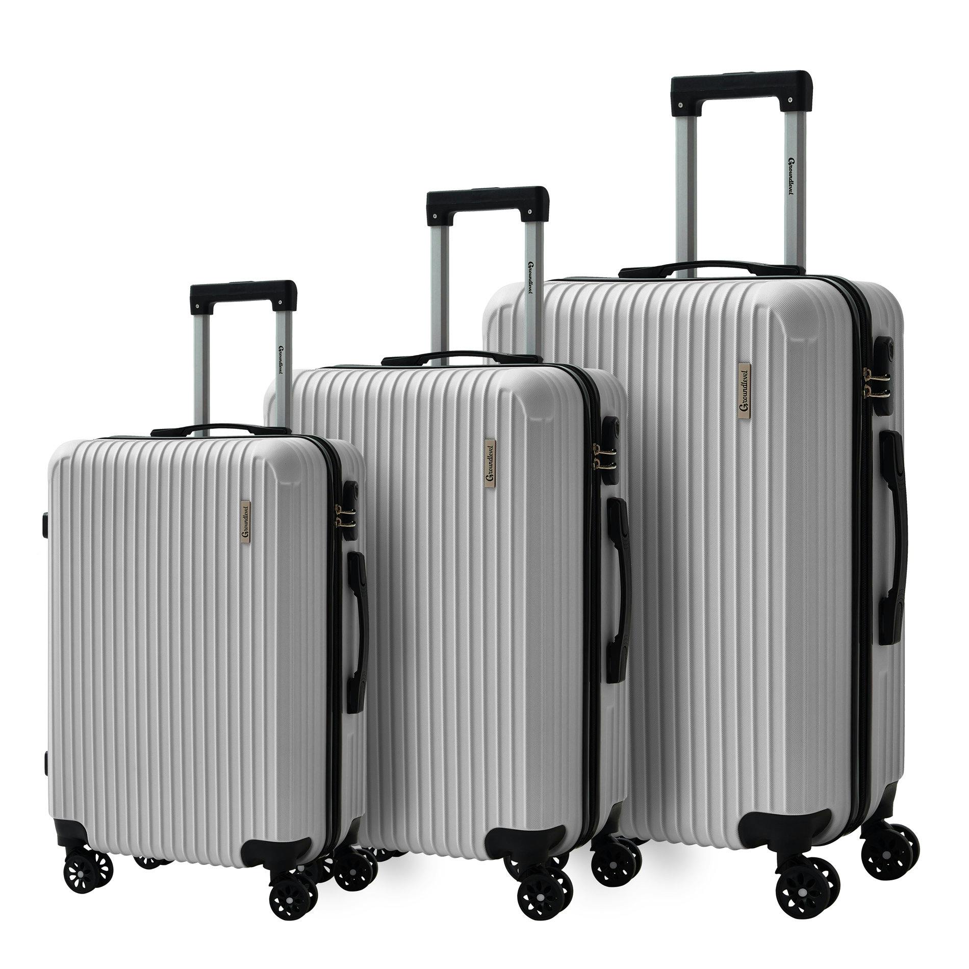 Groundlevel Silver Cosmic Hard Shell 3 Piece Suitcase Luggage Set