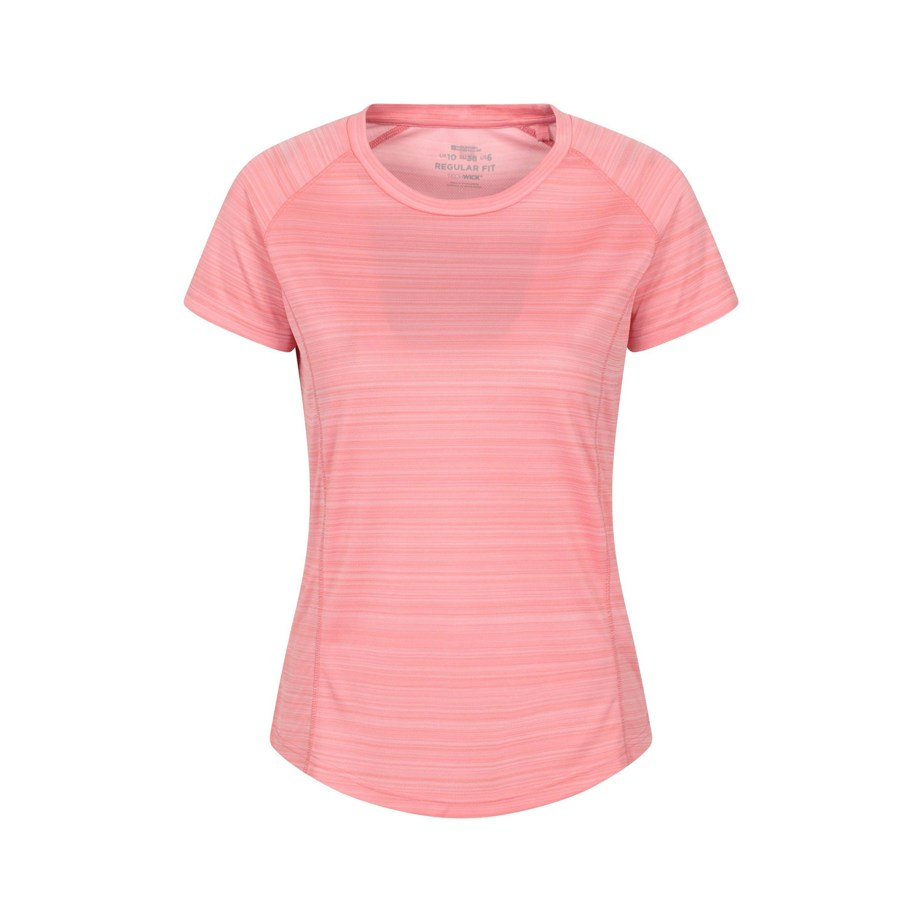 Mountain Warehouse Women's Pink Endurance Striped T-Shirt - 14 Uk - 100% Polyester