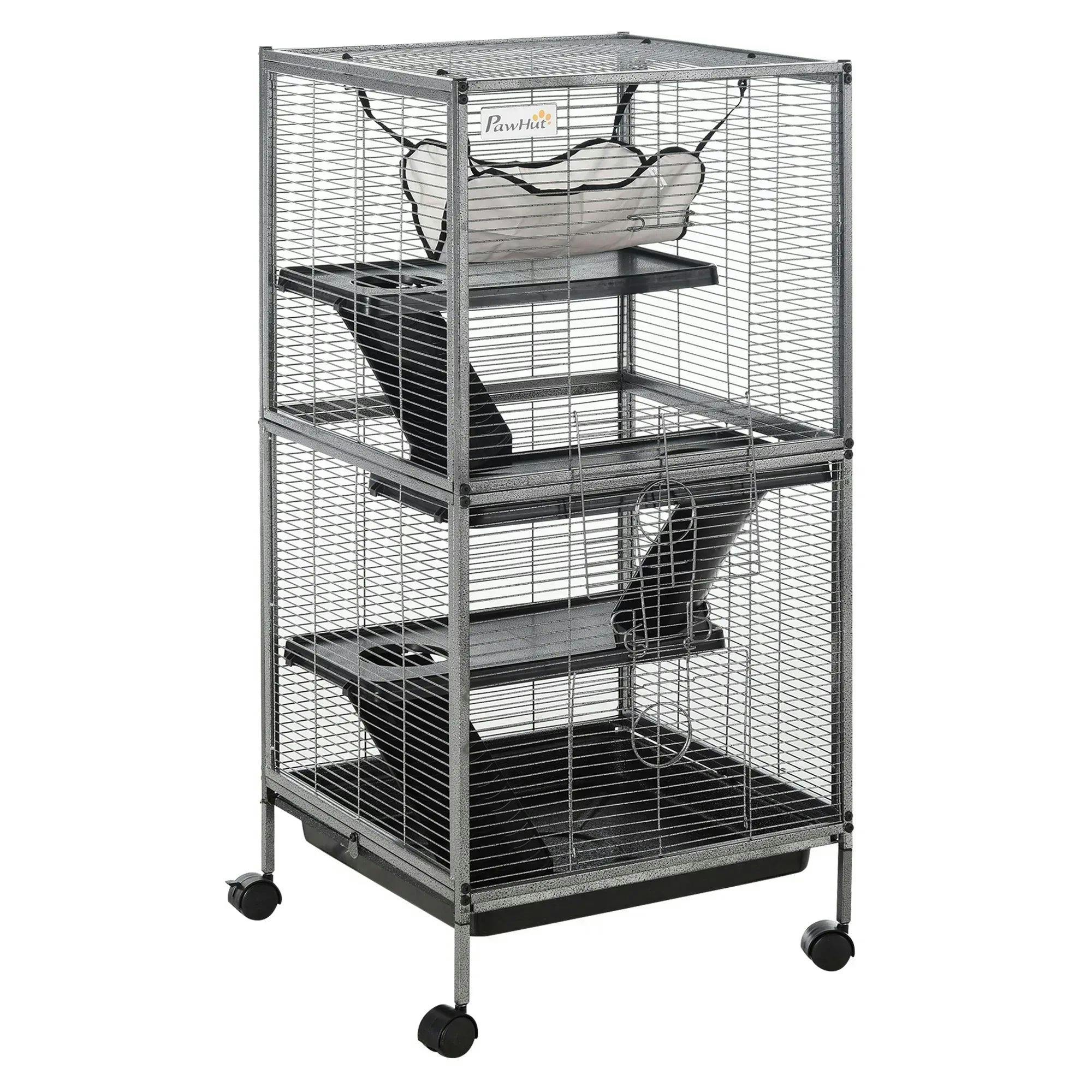 Pawhut Silver Rolling Small Animal Cage For Chinchillas Ferrets Kittens W/ Ramp - Image 5