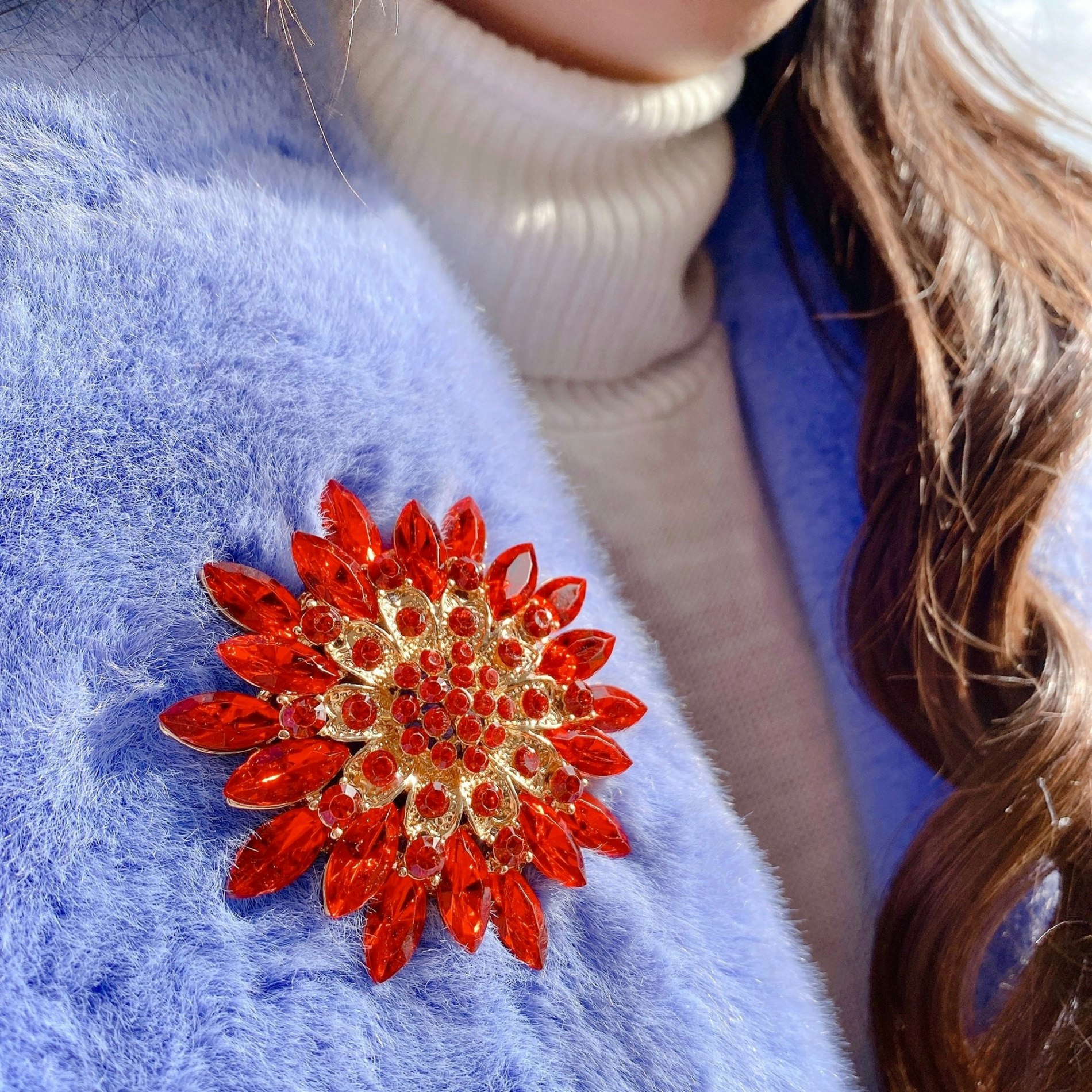 Queenmee Accessories Red Brooch Large Brooch