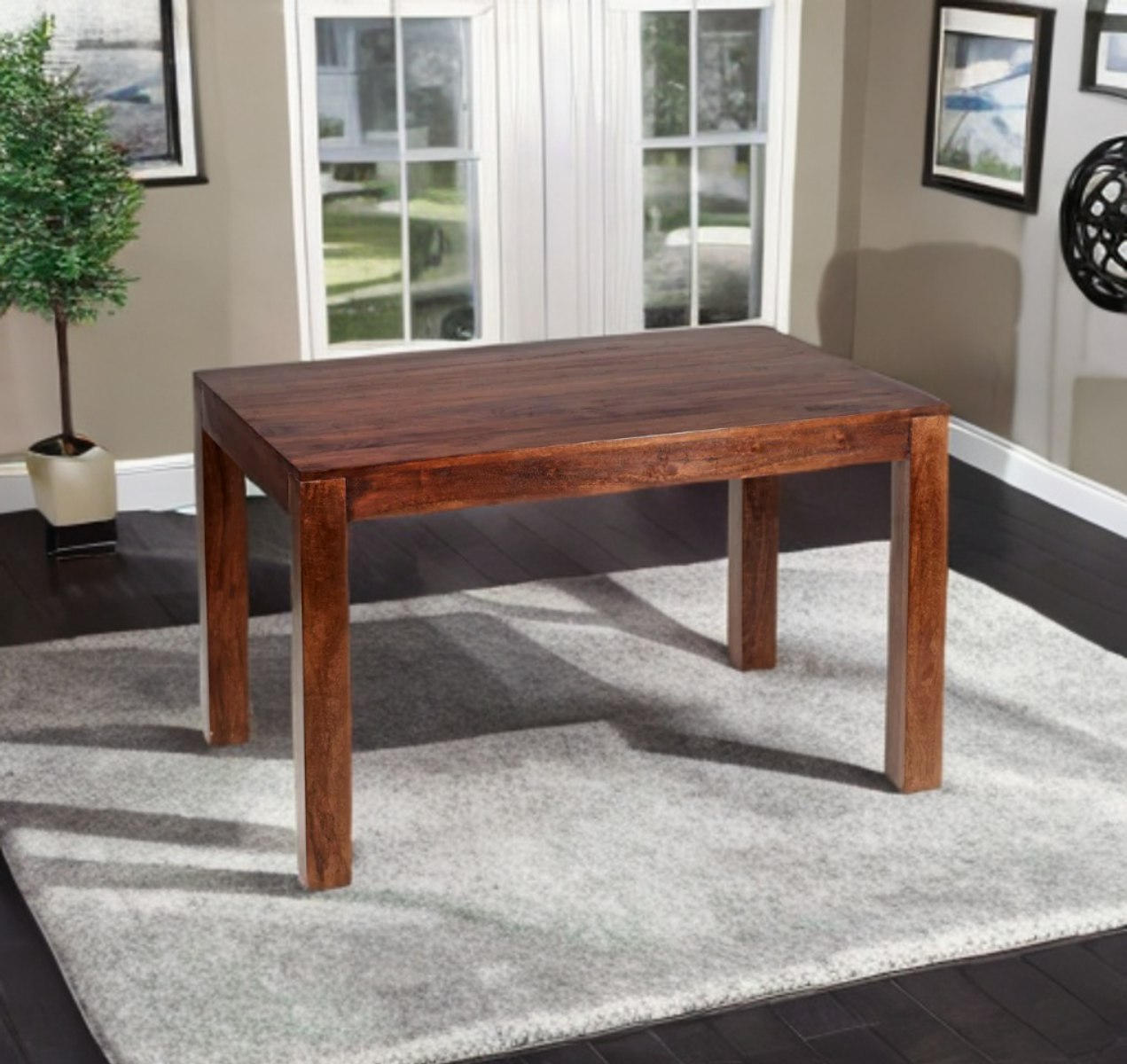 Ih Design Grain Maxen Mango Small Dining Table 4Ft (120Cm) - Wood - 120X80x76cm Wxdxh - Dining Table