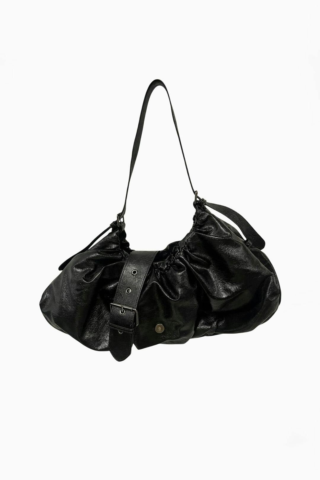 Svnx Women's Black Buckle Gathered Shoulder Bag In - Image 3