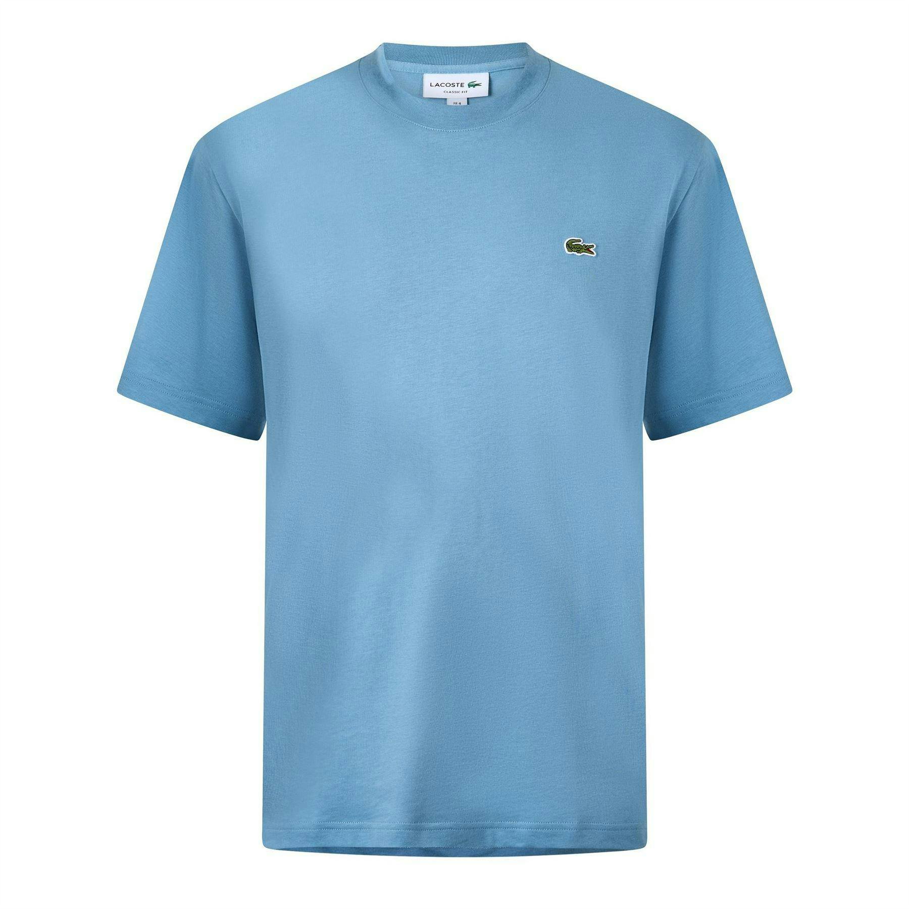 Lacoste Men's Blue Embroidered Logo Premium Cotton T-Shirt - S - 100% Cotton