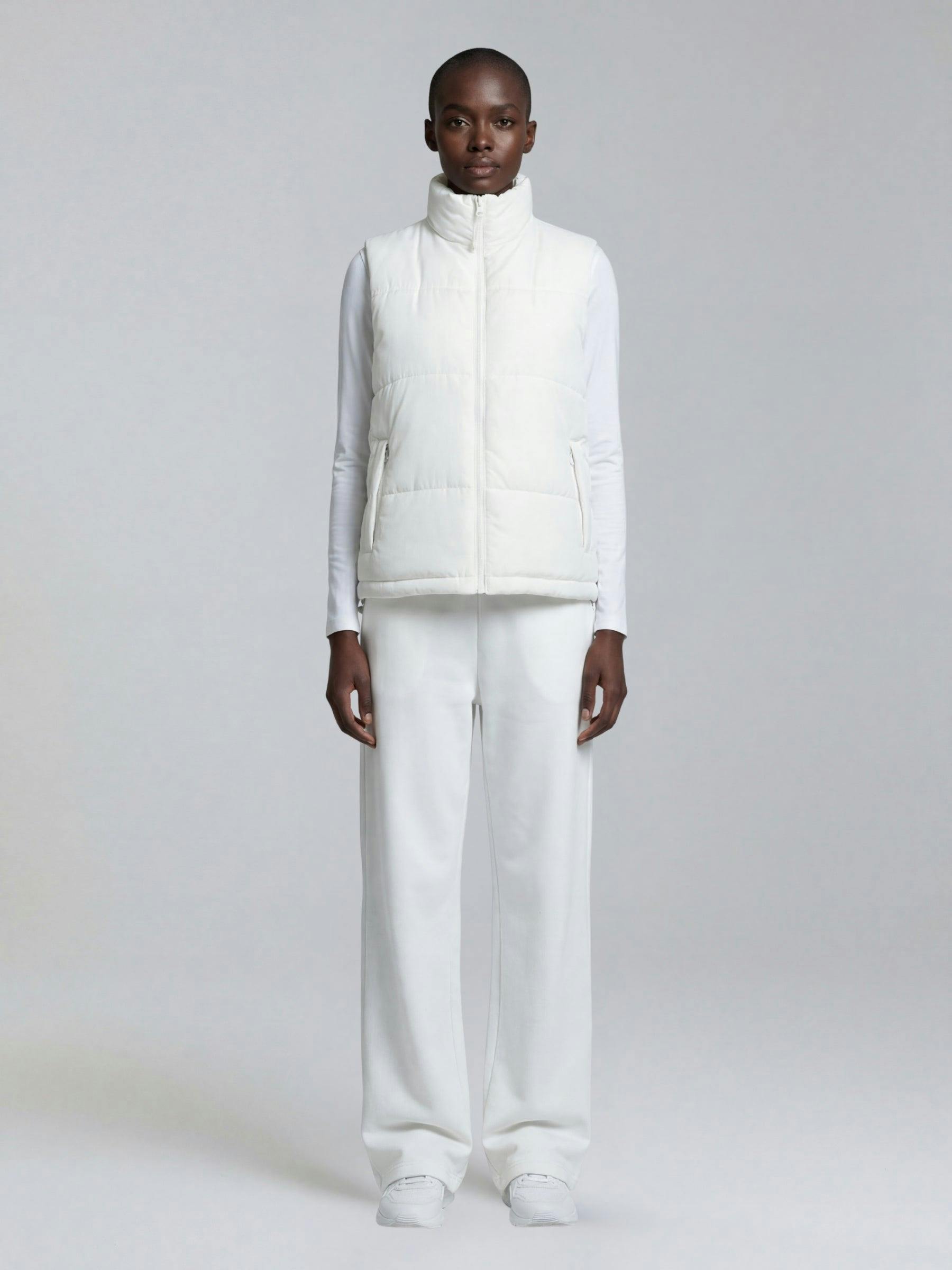 One&Only Unisex White Quilted Gilet - S