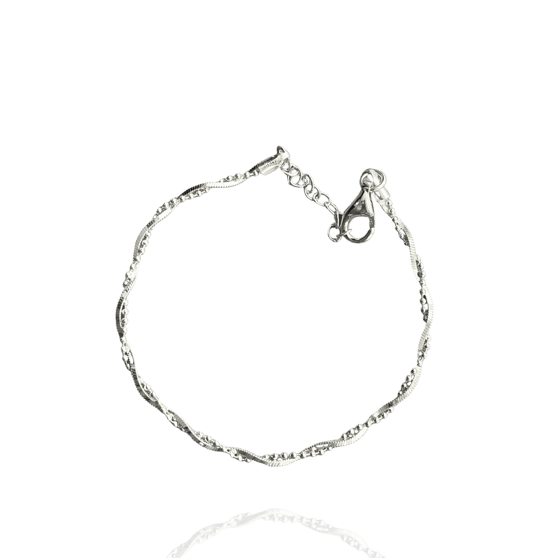 Spero London Silver Bead Chain Twisted Sterling Bracelet