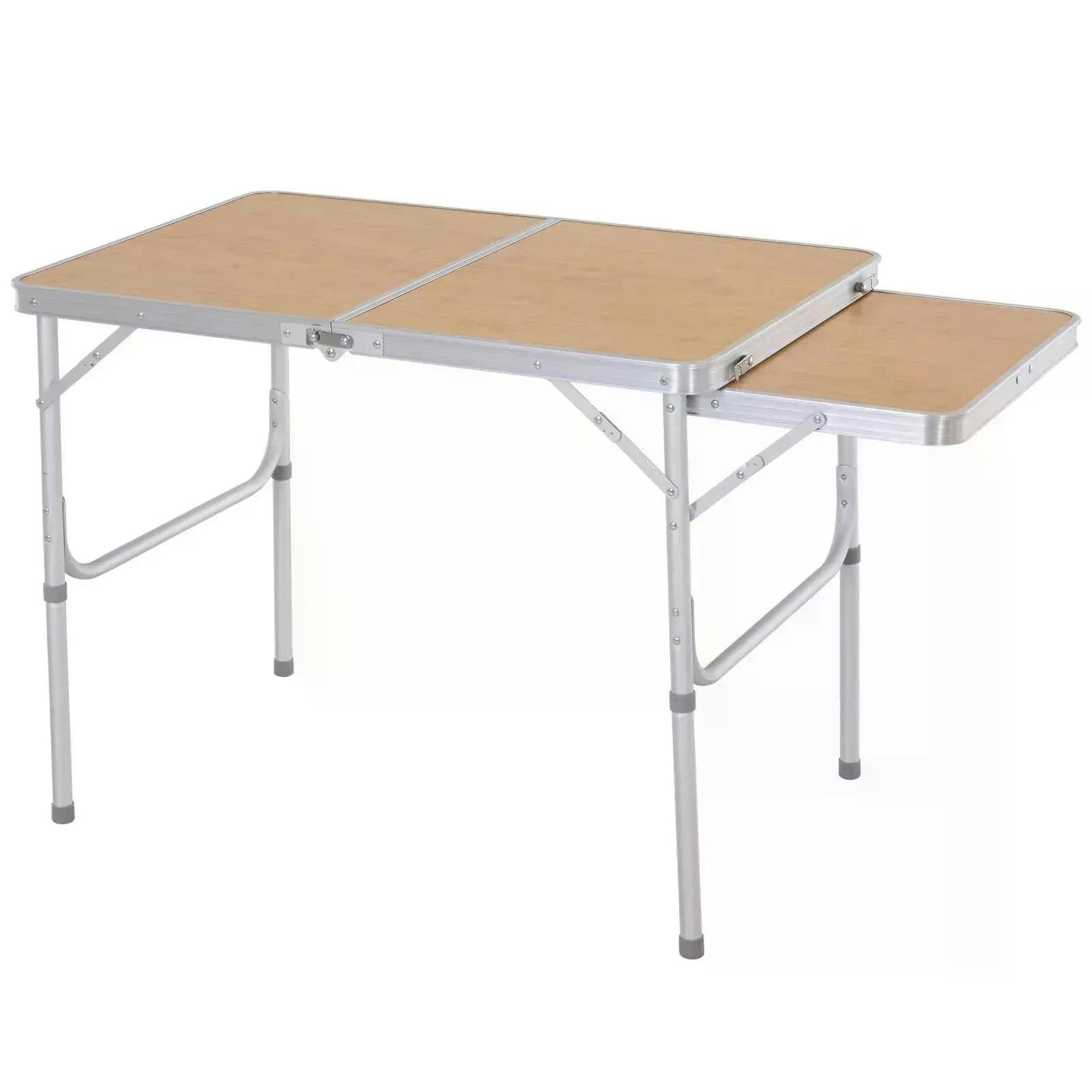 Bobobiy 3Ft Aluminium Mdf-Top Folding Picnic Table Portable Camping Table - Natural Bamboo Color