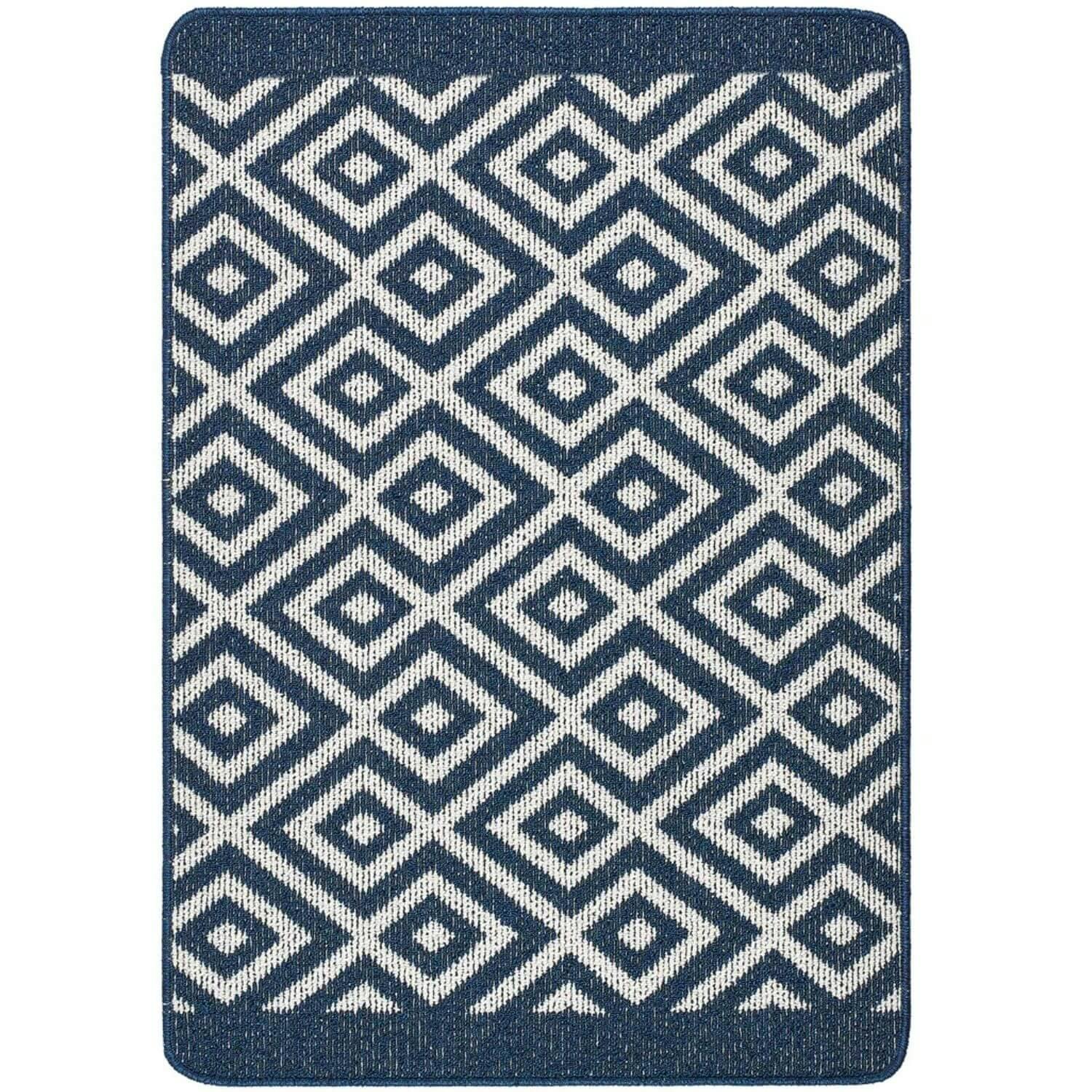 The Rugs Blue Diamond Washable Mat And Runner - 67X100 Cm