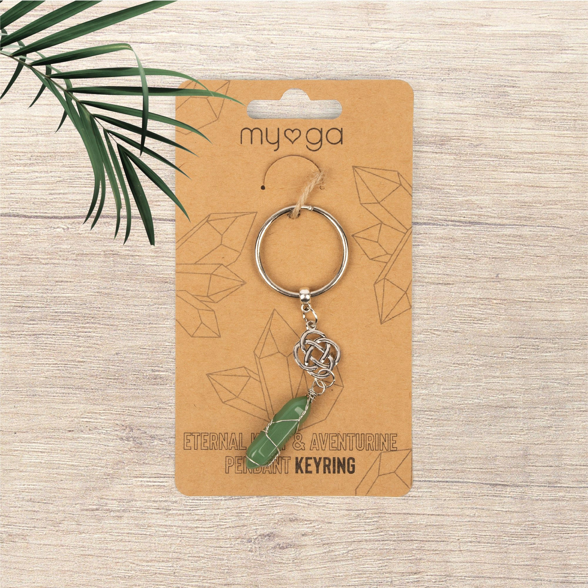 Myga Crystal And Zinc Keychain - Eternal Knot & Aventurine