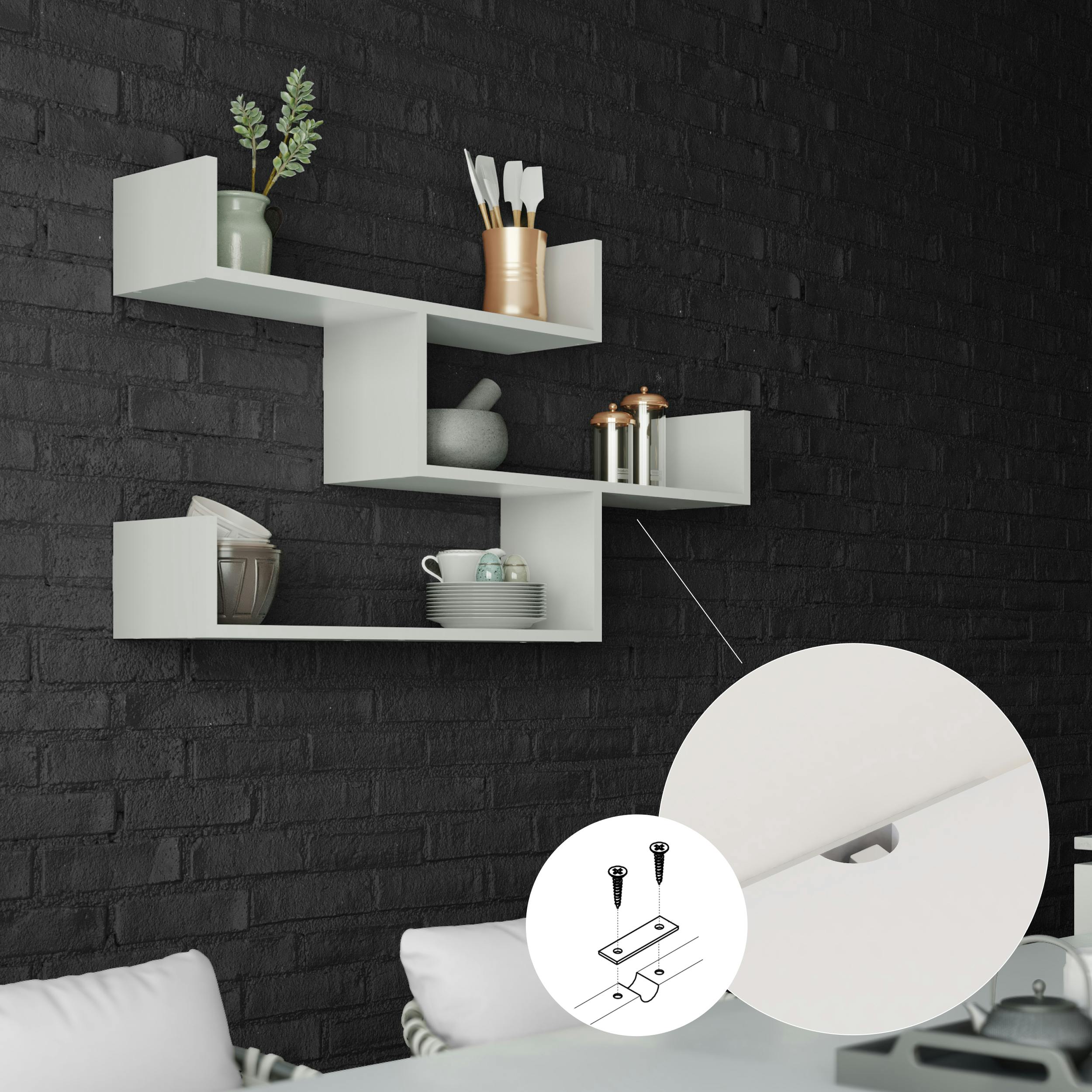 Decortie Anthracite/Grey Modern Tibet Wall Mounted Shelf Floating Bookcase Display Unit 66.5X119x22cm