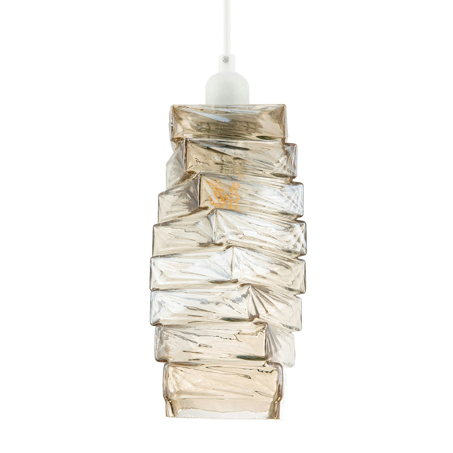 Rackhams Gold/Light Sleek Tinted Pendant Shade With Staggered Rectangular Body