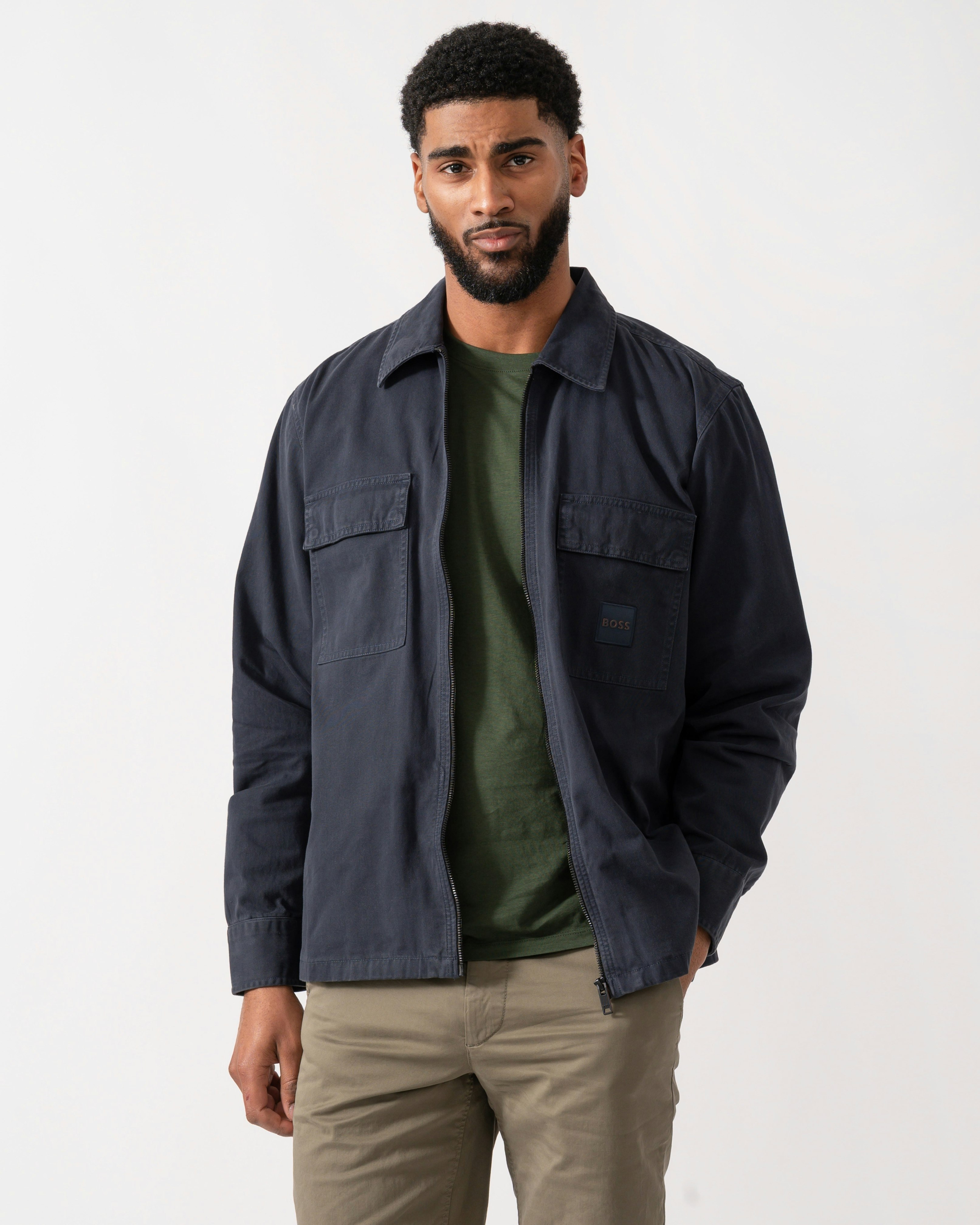 Boss Men's Orange/Dark/Blue Lovel Zip Overshirt - 404 - 404 - M