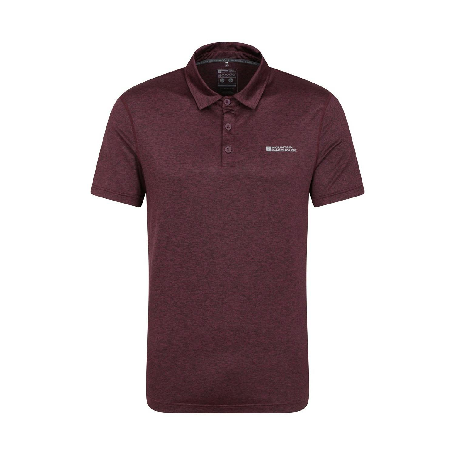 Mountain Warehouse Men's Deuce Isocool Polo Shirt - Dusky Wine - Dusky Wine - L - 92% Polyester/8% Elastane