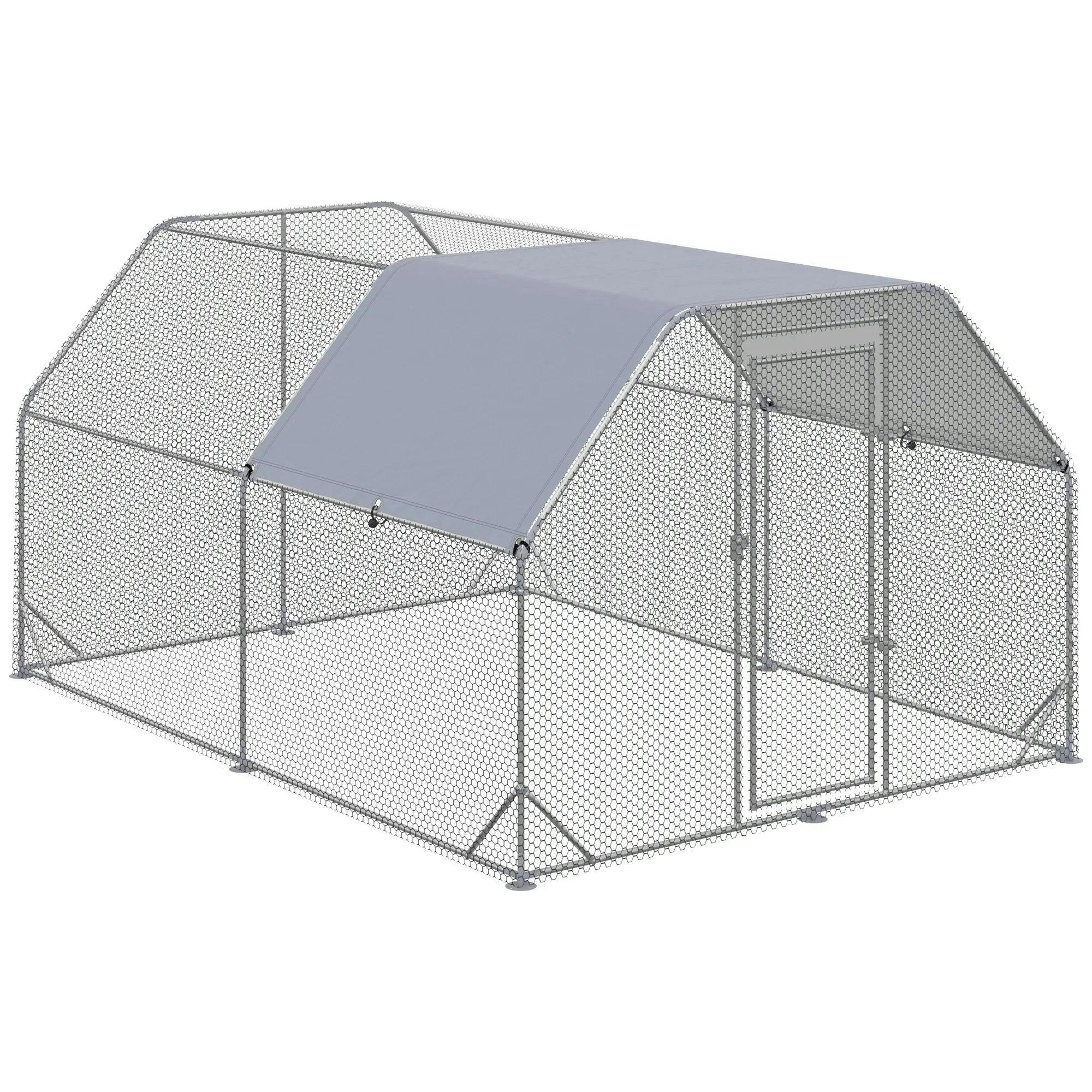 Pawhut Chicken Run W/ Roof, Walk In Chicken Coop For 10-12 Chickens, Hen House - Image 7