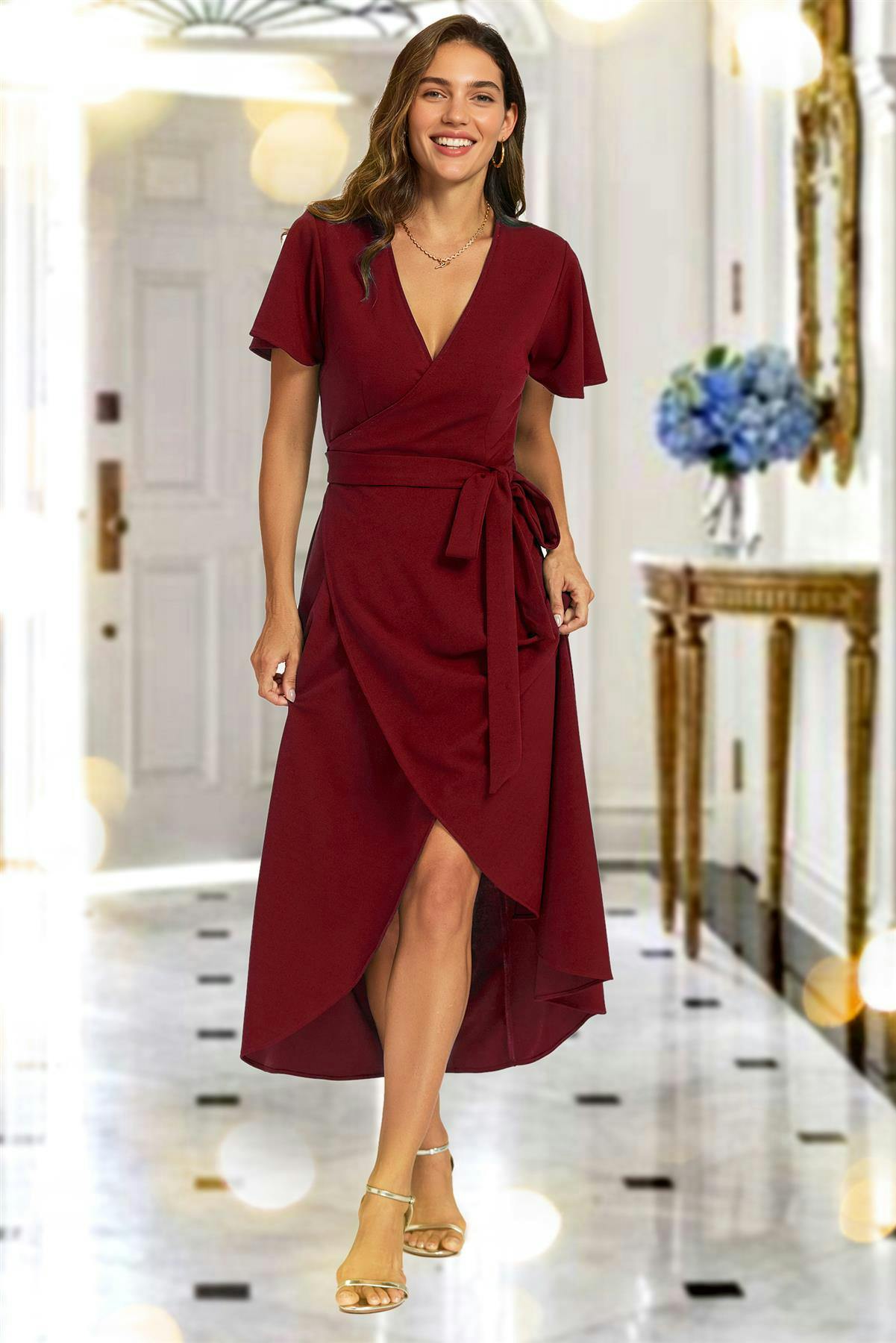 Fs Collection Wrap Maxi Dress In Wine - Xl - Wine