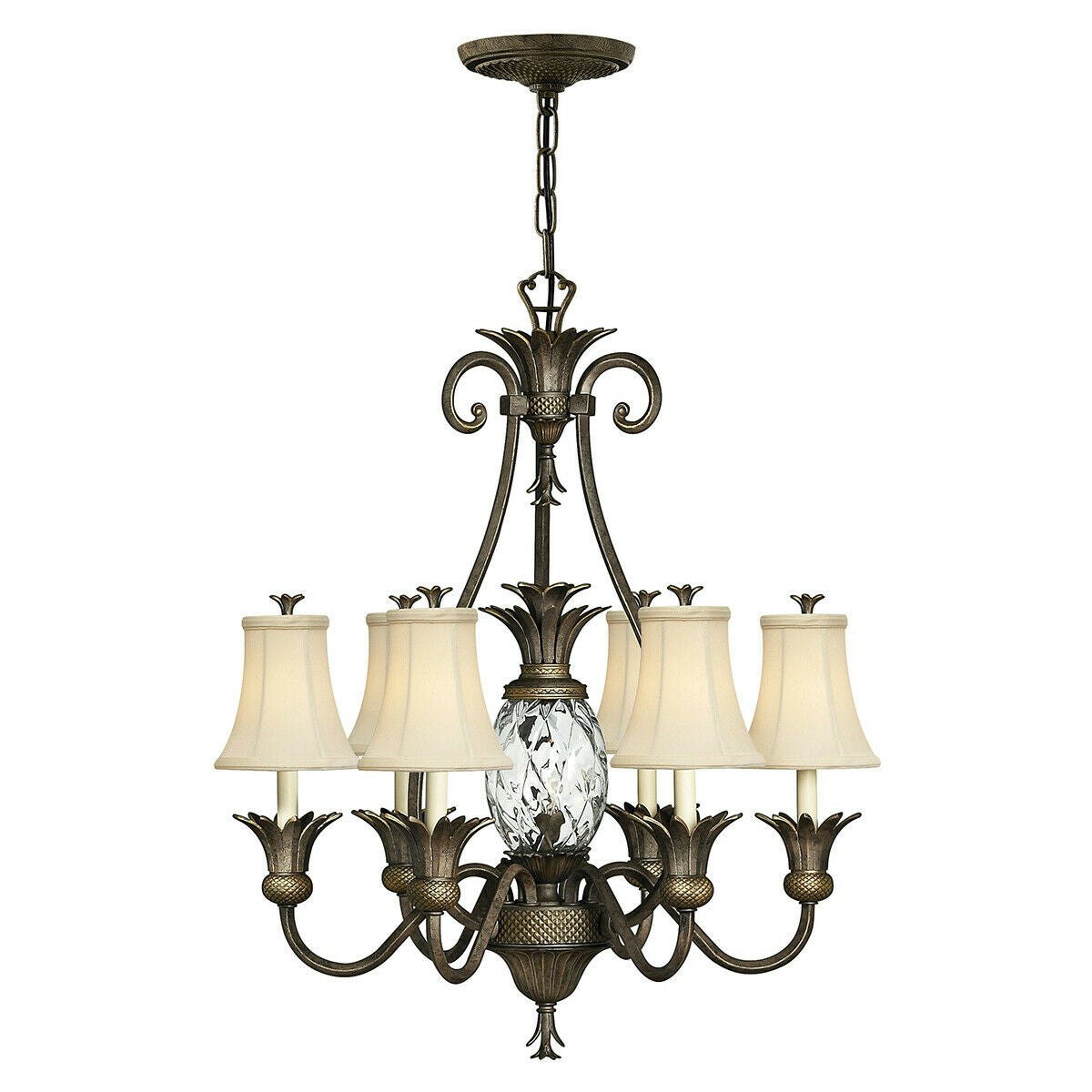 Rackhams Light/Bronze Bulb Chandelier Hanging Pendant Pearl Led E14 60W Bulb Size 7