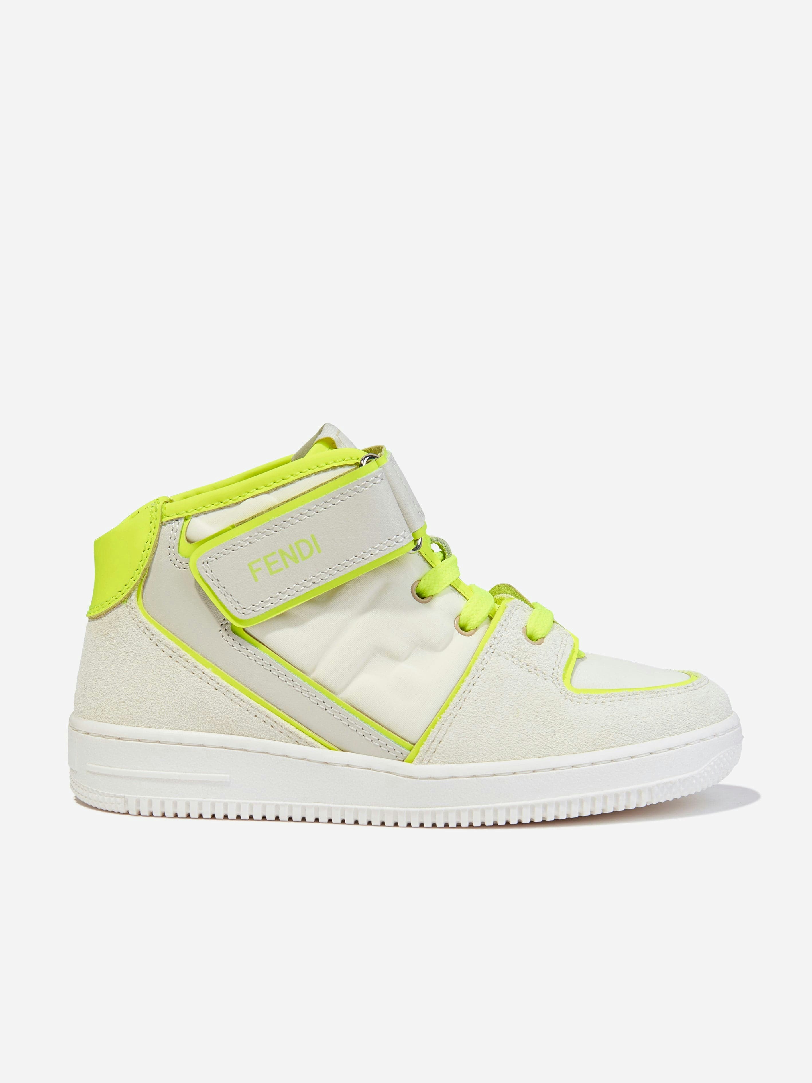 Fendi Kids Unisex Kids Ivory Leather Logo Trainers In - Eu 38 Uk 5