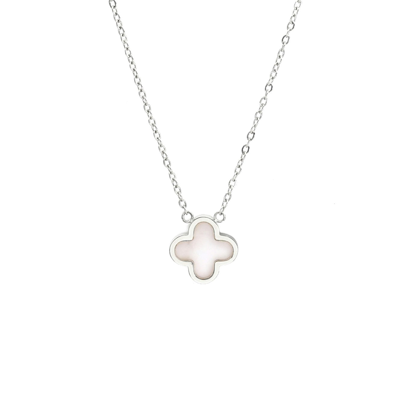 Say It With Silver Rose Quartz Crystal Clover Necklace