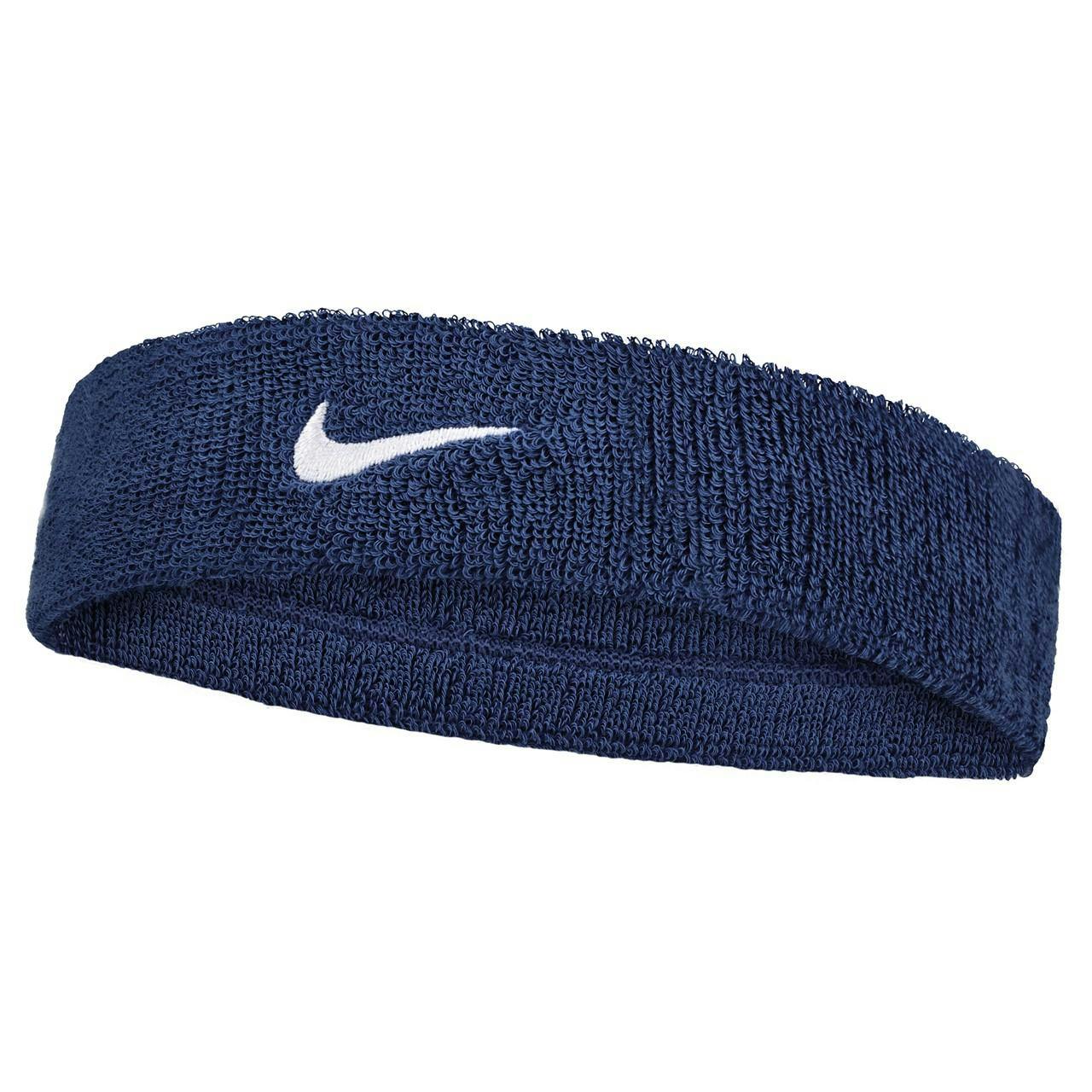 Nike White Classic Swoosh Headband - Navy/ - One Size - Navy/ - 71% Cotton/19% Nylon/6% Rubber/4% Polyester