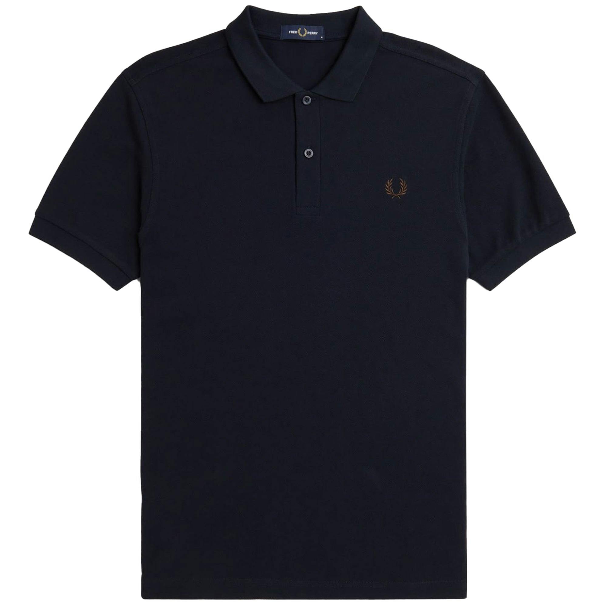 Fred Perry Plain Slim Fit Polo Shirt - Navy/Carrington Road Brick - Small