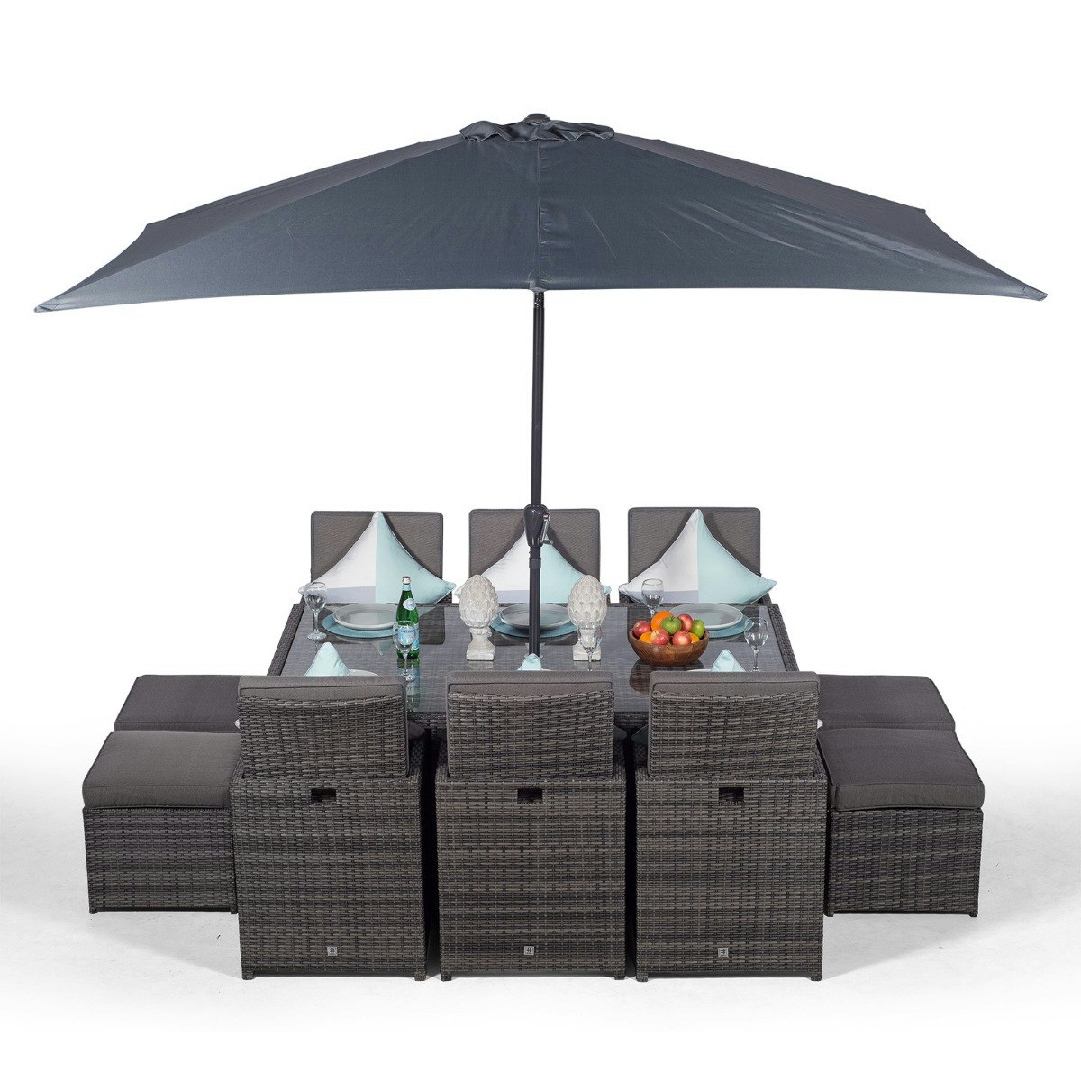 Giardino Grey 6 Seater Rattan Cube Dining Set - 1