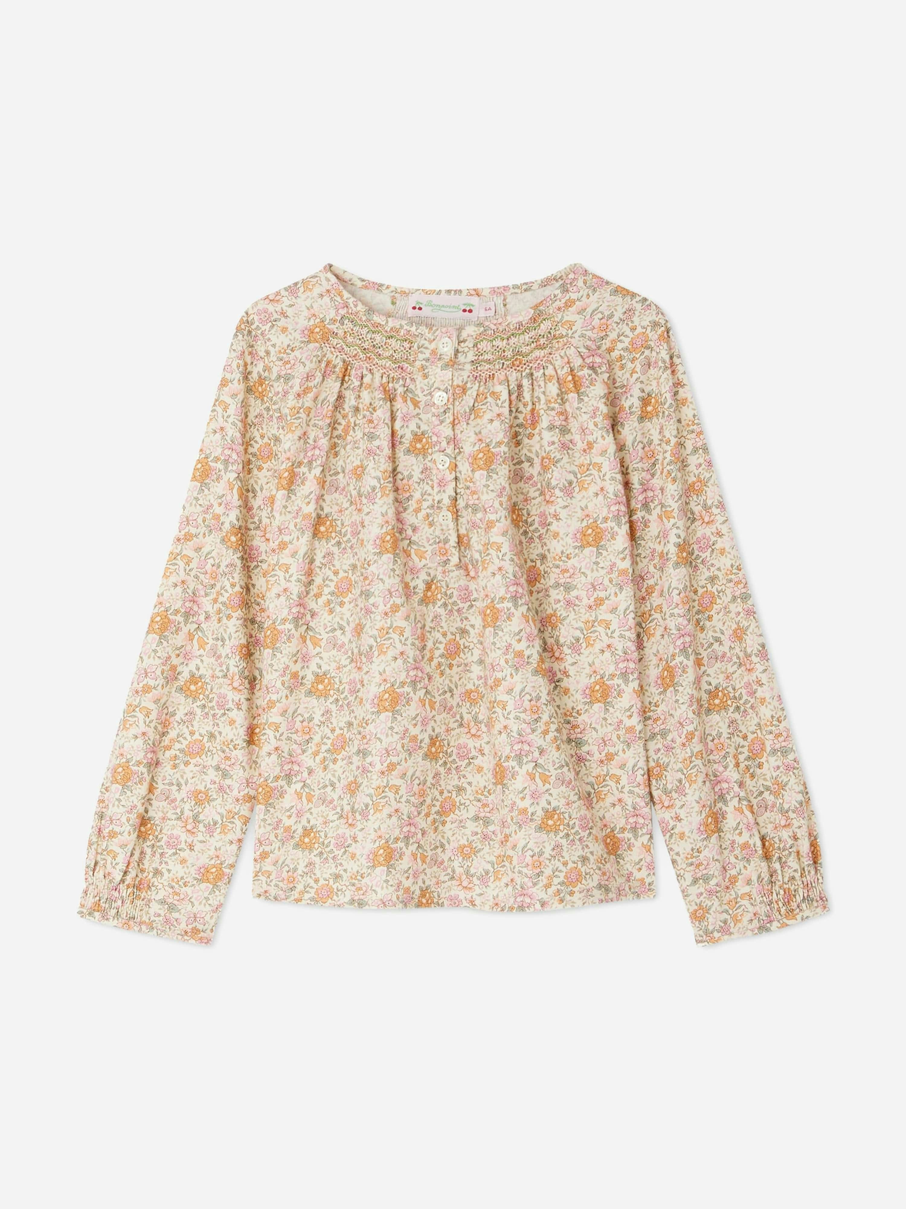 Bonpoint Girls Pink Rose Blouse In - 10 Yrs