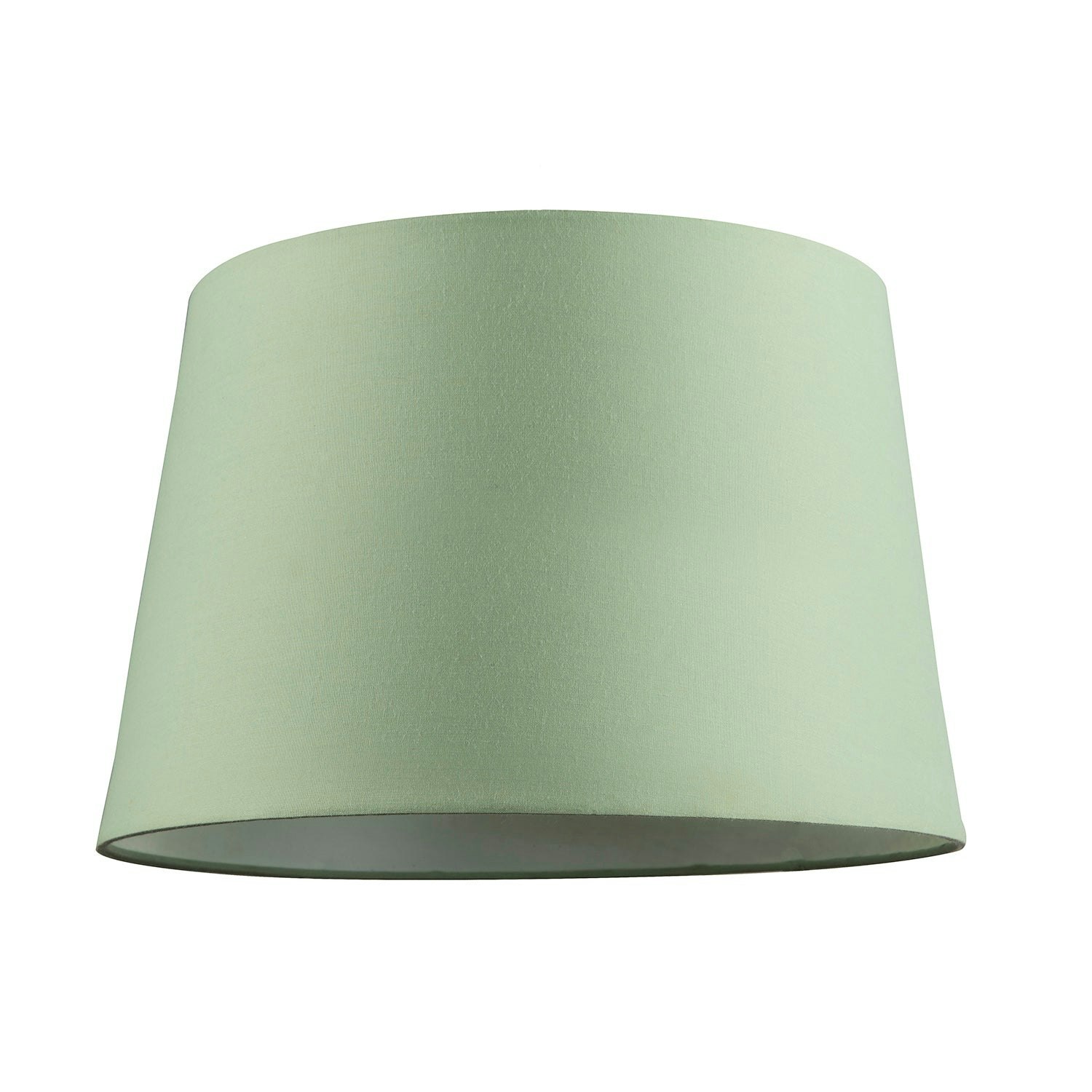 Rackhams Green/White Olive Cotton Fabric Drum Lampshade With Cotton Inner