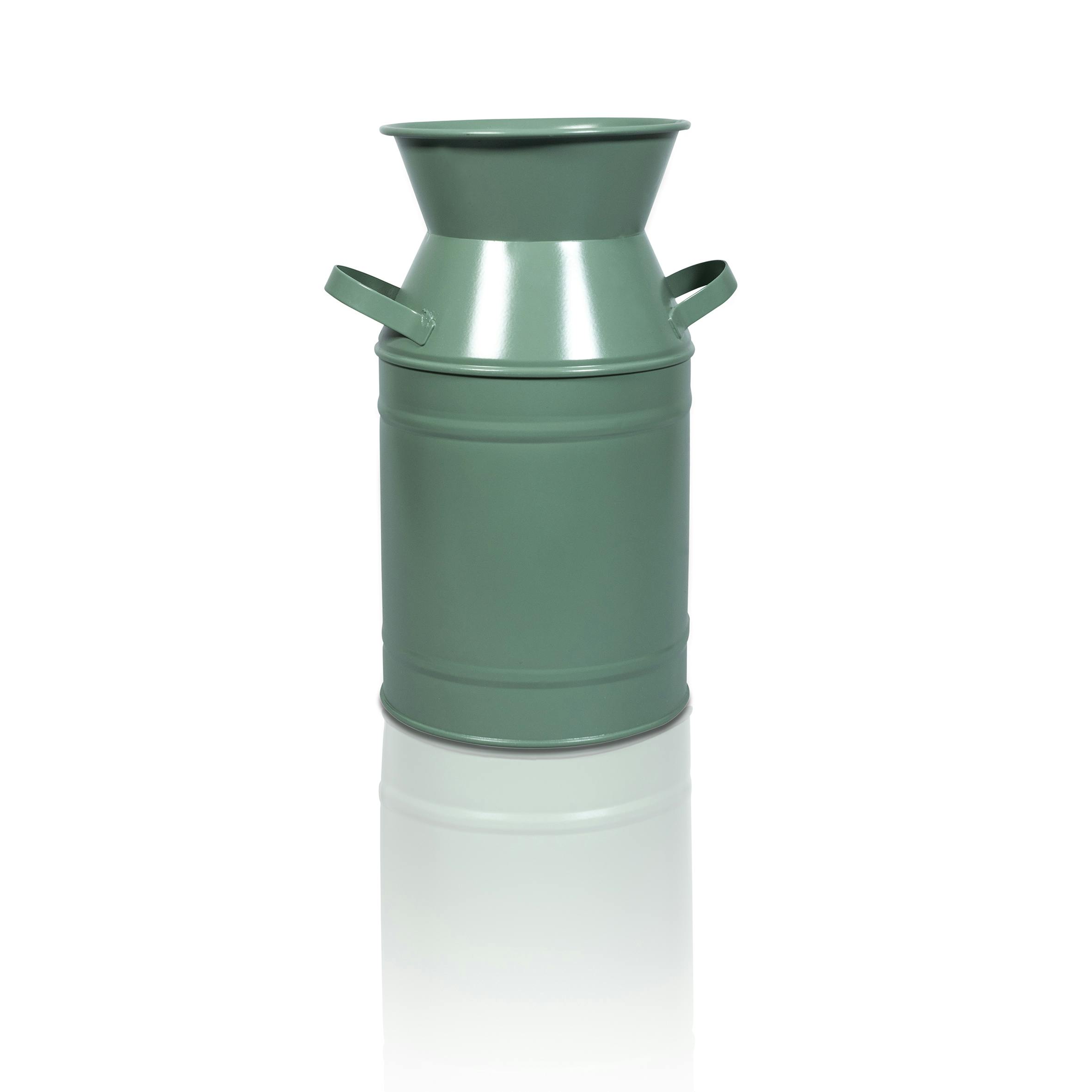 St Helens Light/Green Vintage Metal Milk Churn Planter