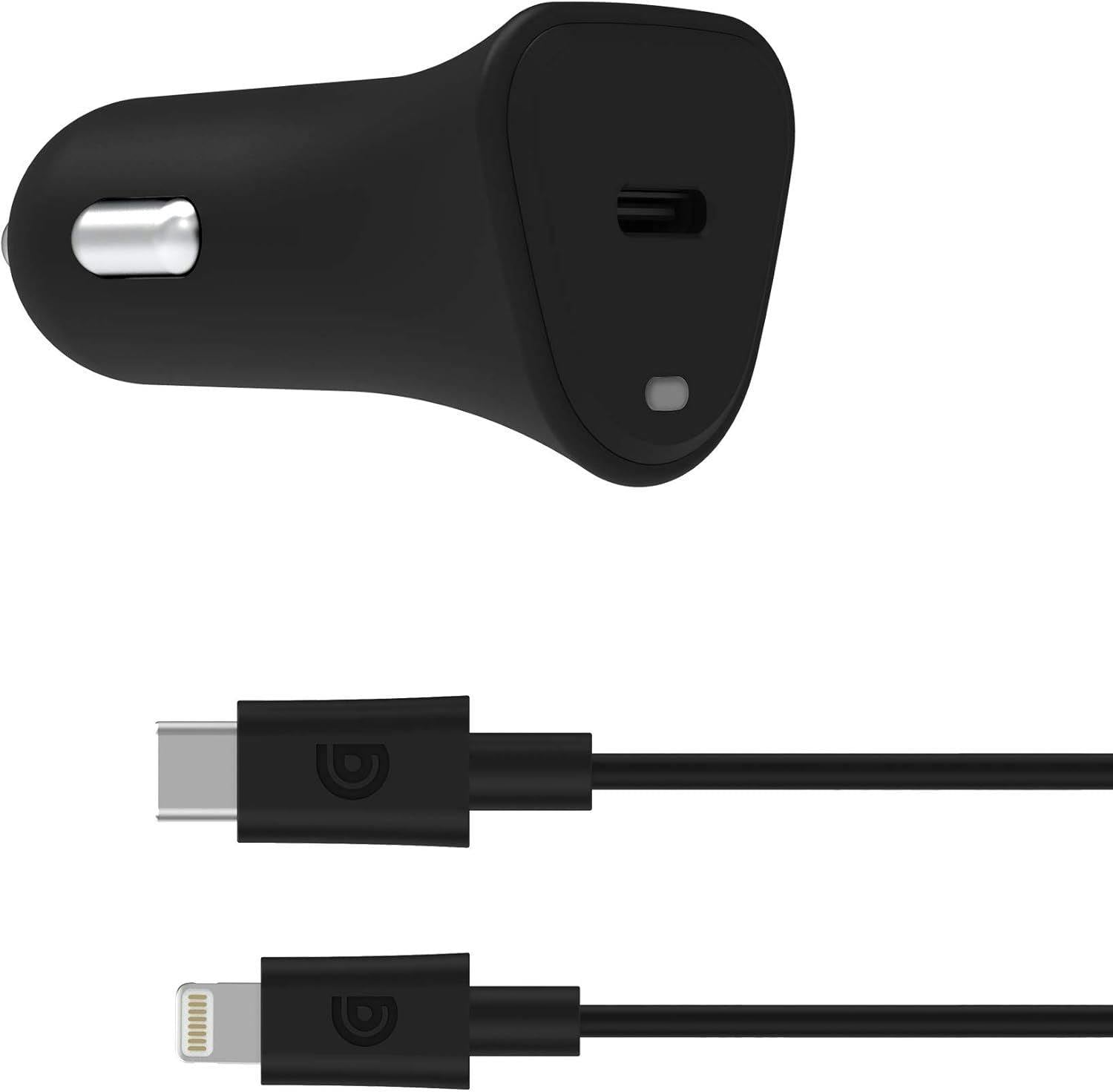 Griffin Black 18W Power Jolt Usb C Pd Car Charger With Usb C To Lightning Cable - Gp-083-Blk