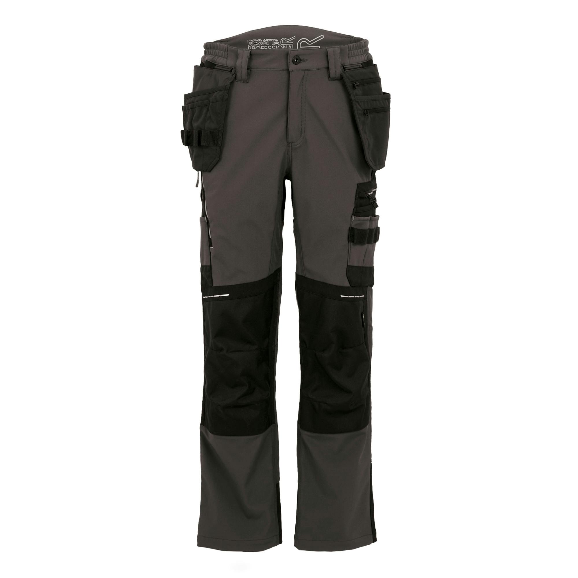Regatta Unisex Grey/Black Professional Adult 4 Way Stretch Work Trousers - Slate - 32R - Slate - 92% Nylon/8% Elastane