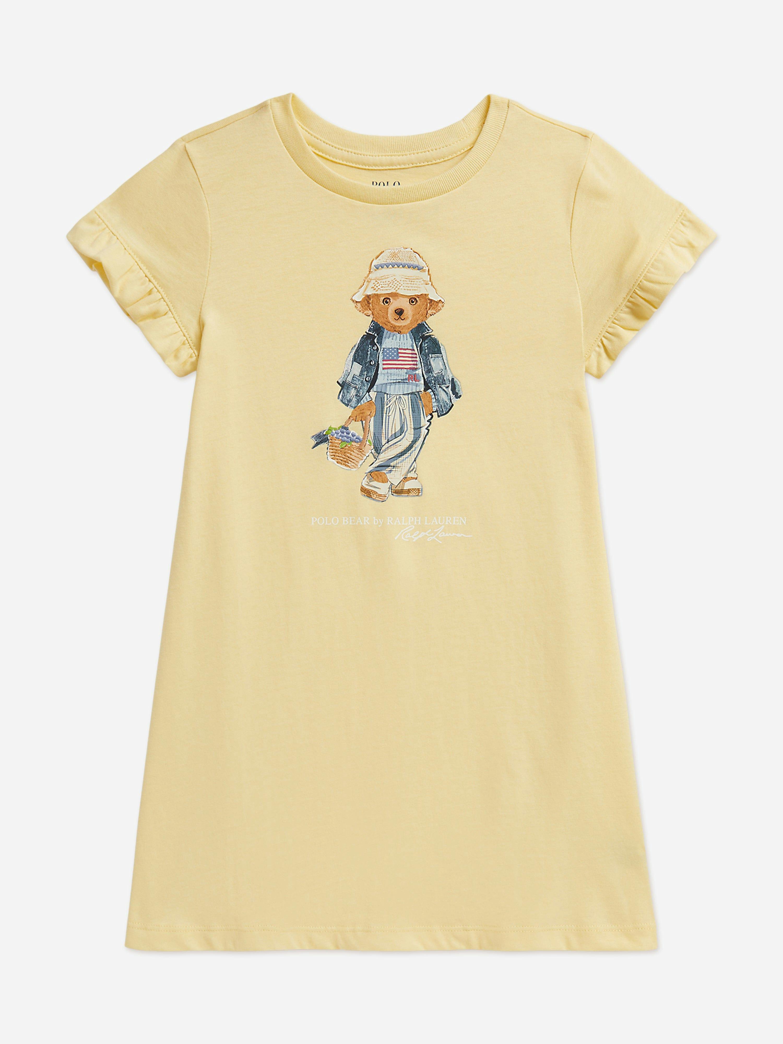 Ralph Lauren Kids Girls Yellow Ralph Lauren Polo Bear Jersey Dress In - 2 Yrs